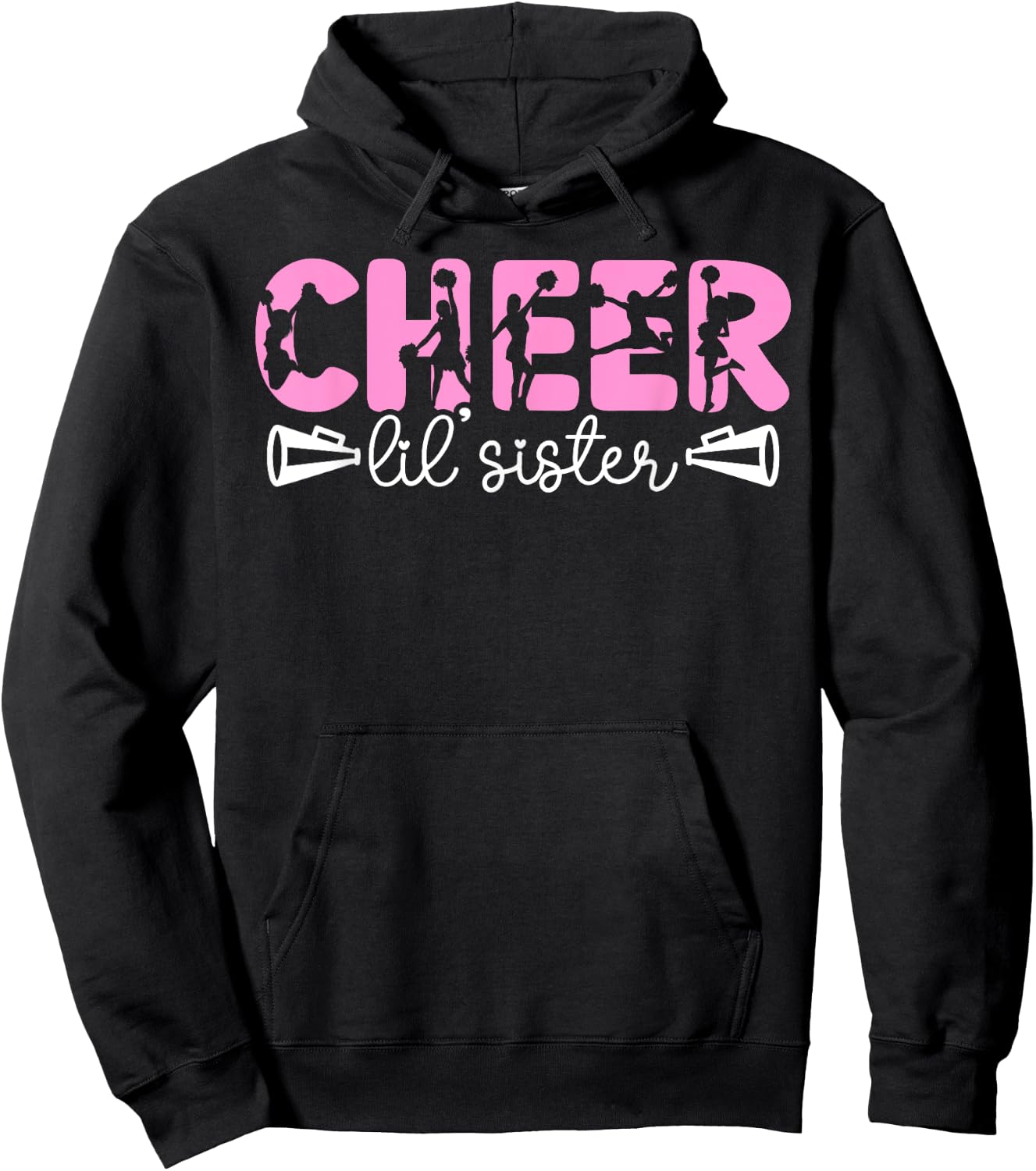 Cheer Lil' Sister Cheerleading Sister Of A Cheerleader Sis Hoodie - Hoodie | Black