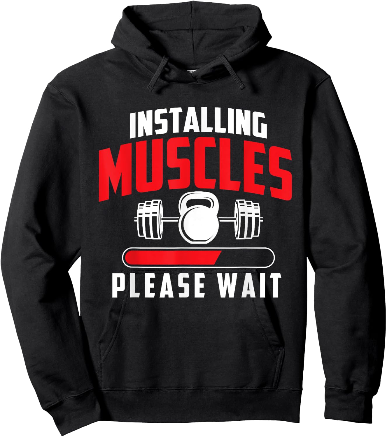 Funny Gym Shirts Installing Muscles Please Wait - Workout Gym Weightlifting , Small, Black Hoodie - Hoodie | Black