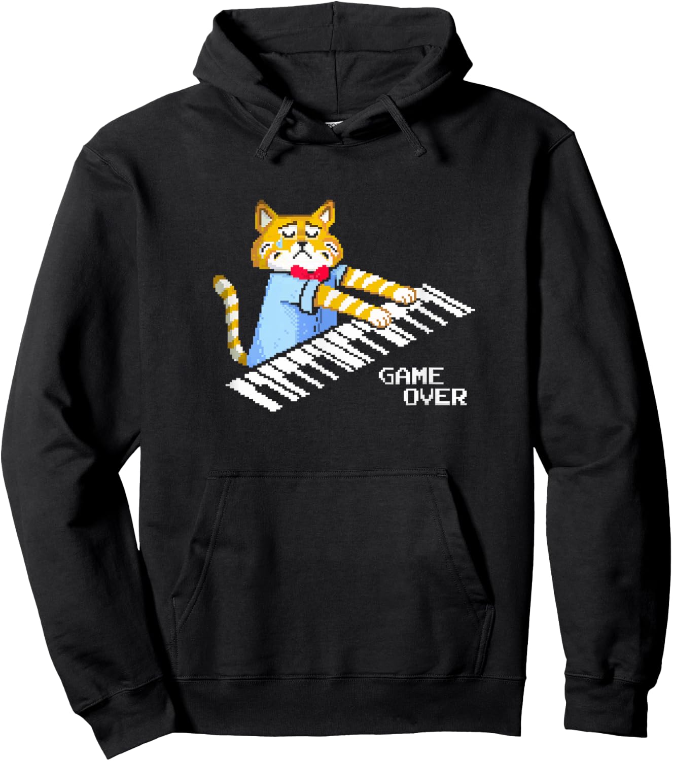 Sad Cat playing keyboard Game Over Women Hoodie - Hoodie | Black
