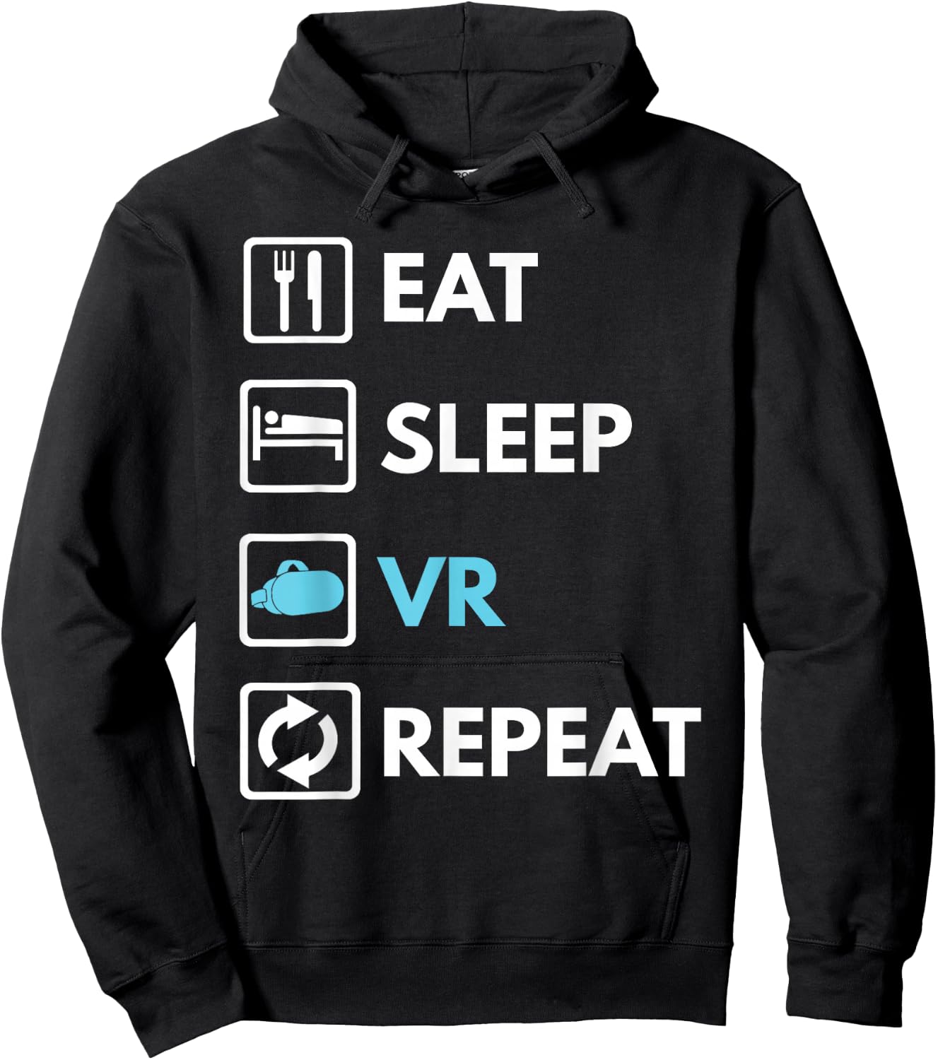 Eat Sleep VR Repeat Funny VR Gamer Boy VR Athlete Hoodie - Hoodie | Black