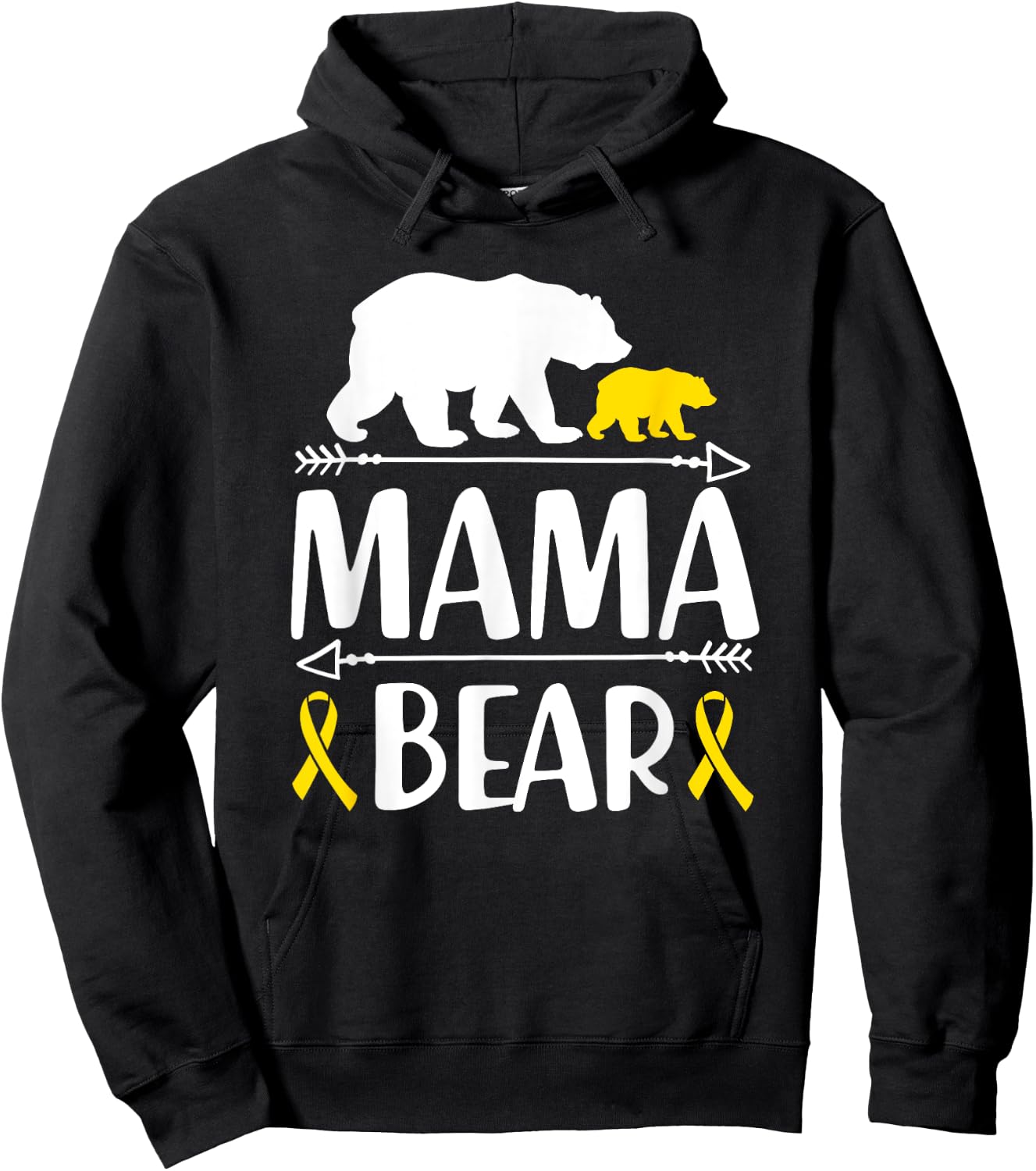 Mama Bear Childhood Cancer Awareness Mom Of A Warrior Hoodie - Hoodie | Black