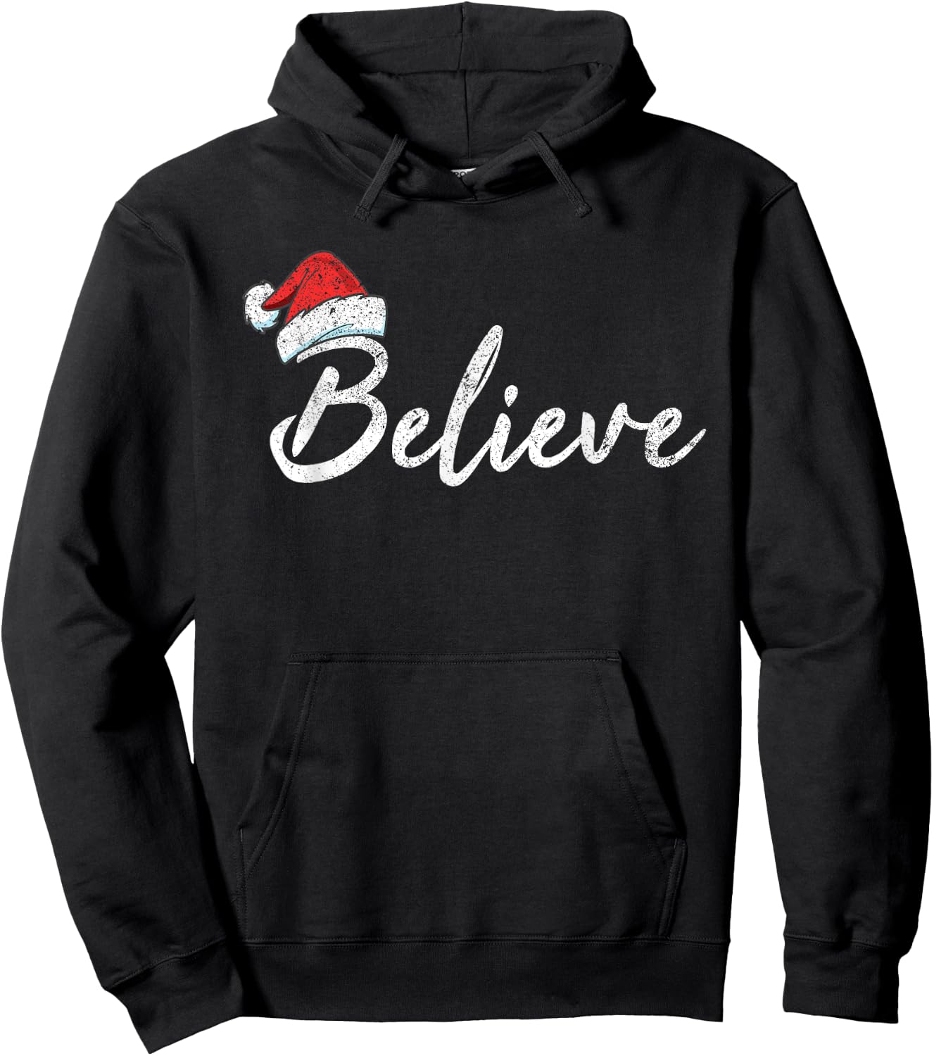 Funny Christmas Believe Santa Pajama Outfit Men Women Hoodie - Hoodie | Black