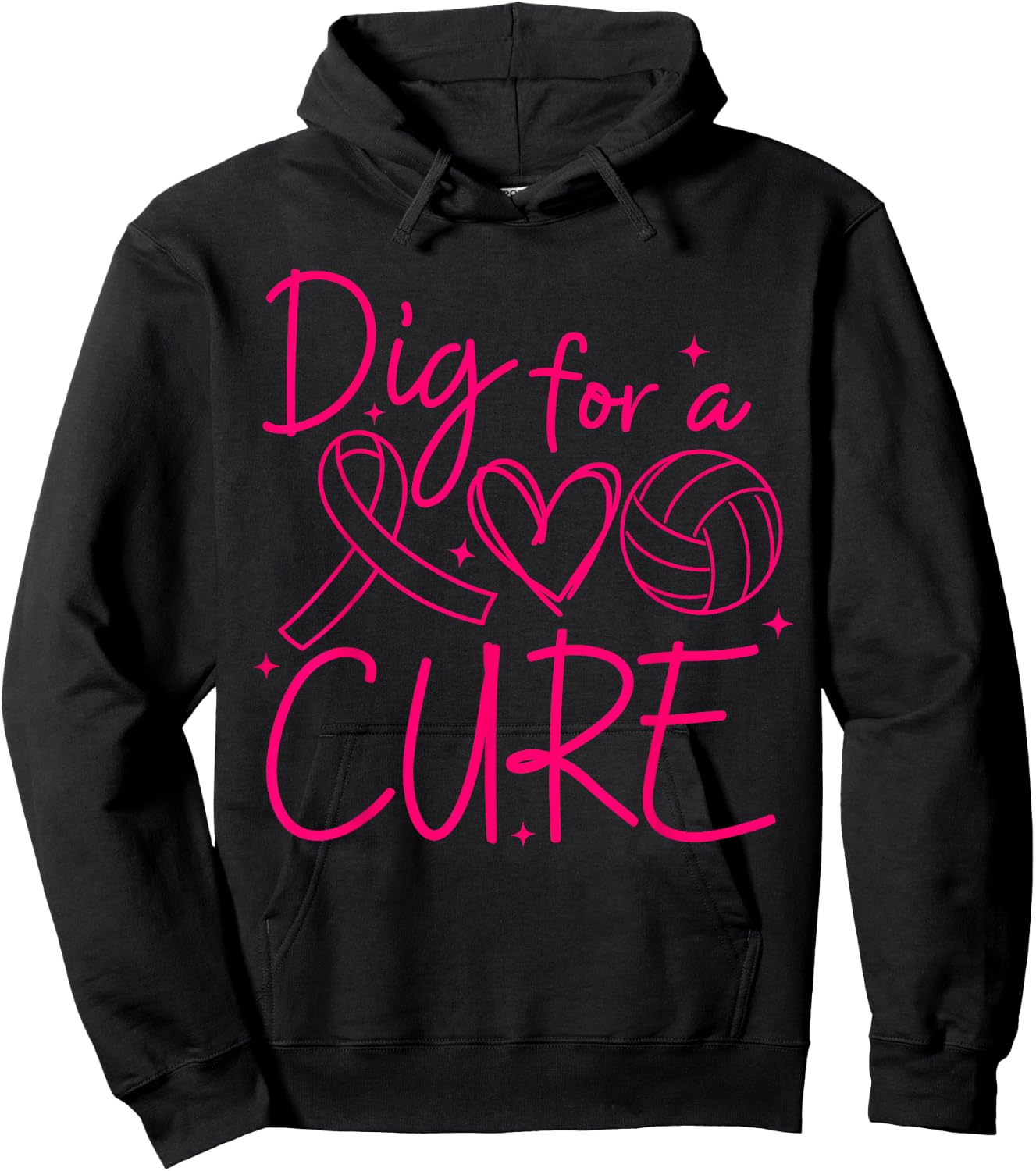 Dig For A Cure Breast Cancer Awareness Volleyball Pink Hoodie - Hoodie | Black