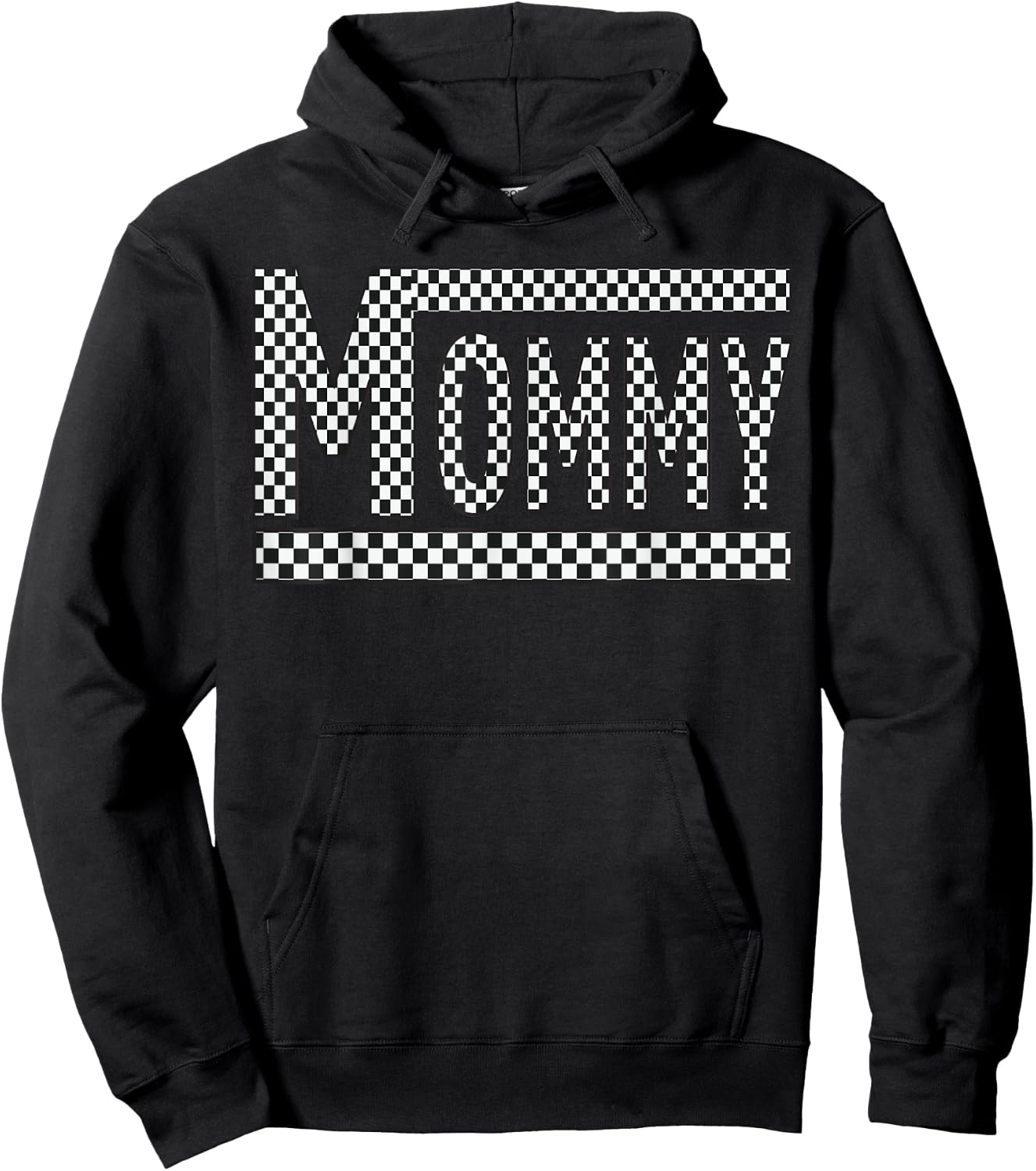 MOMMY Checkered Mother Mama Mom Women Racing Pit Crew Funny Hoodie - Hoodie | Black