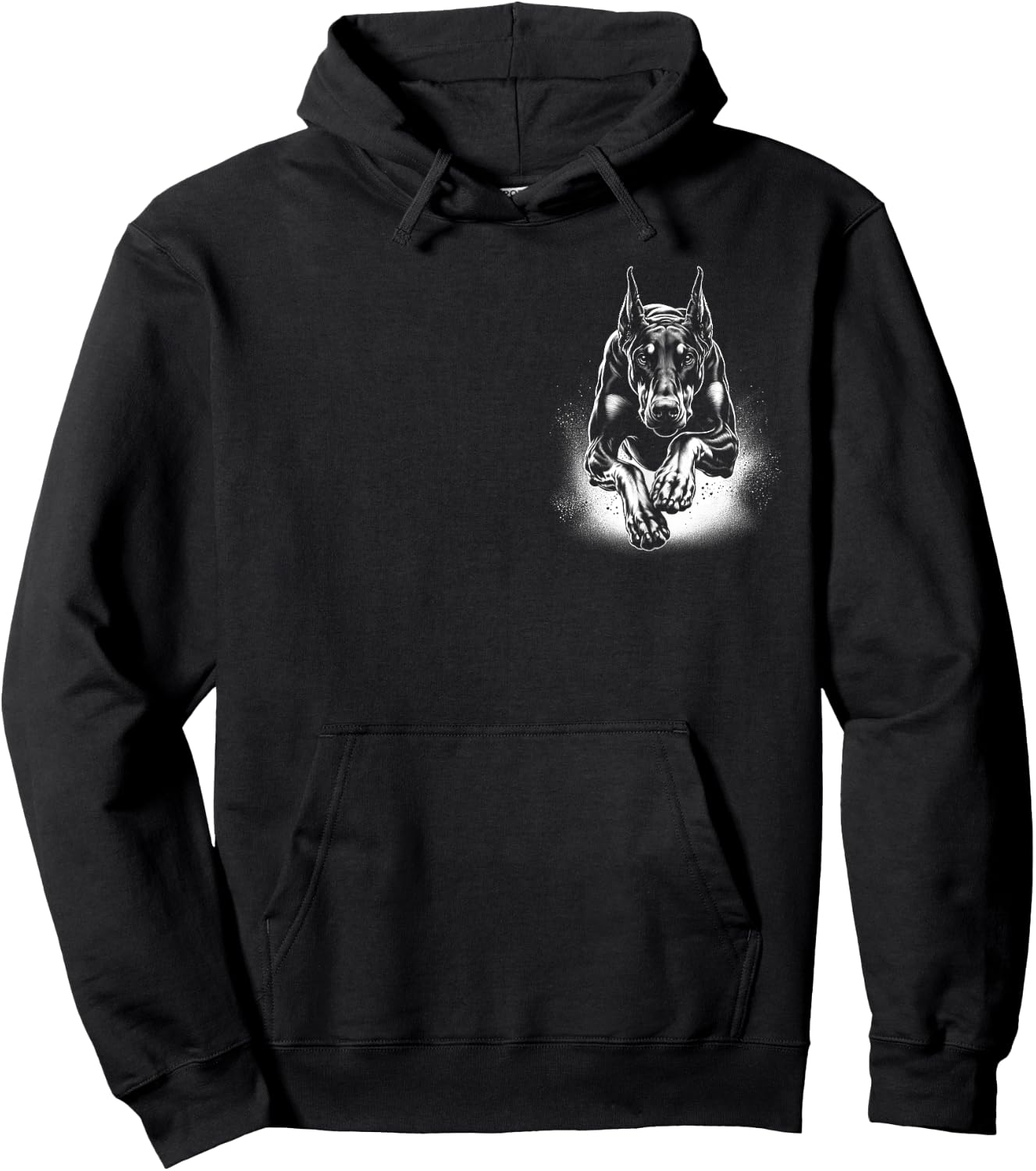 Cool Doberman Dog Jumping on Chest Hoodie - Hoodie | Black