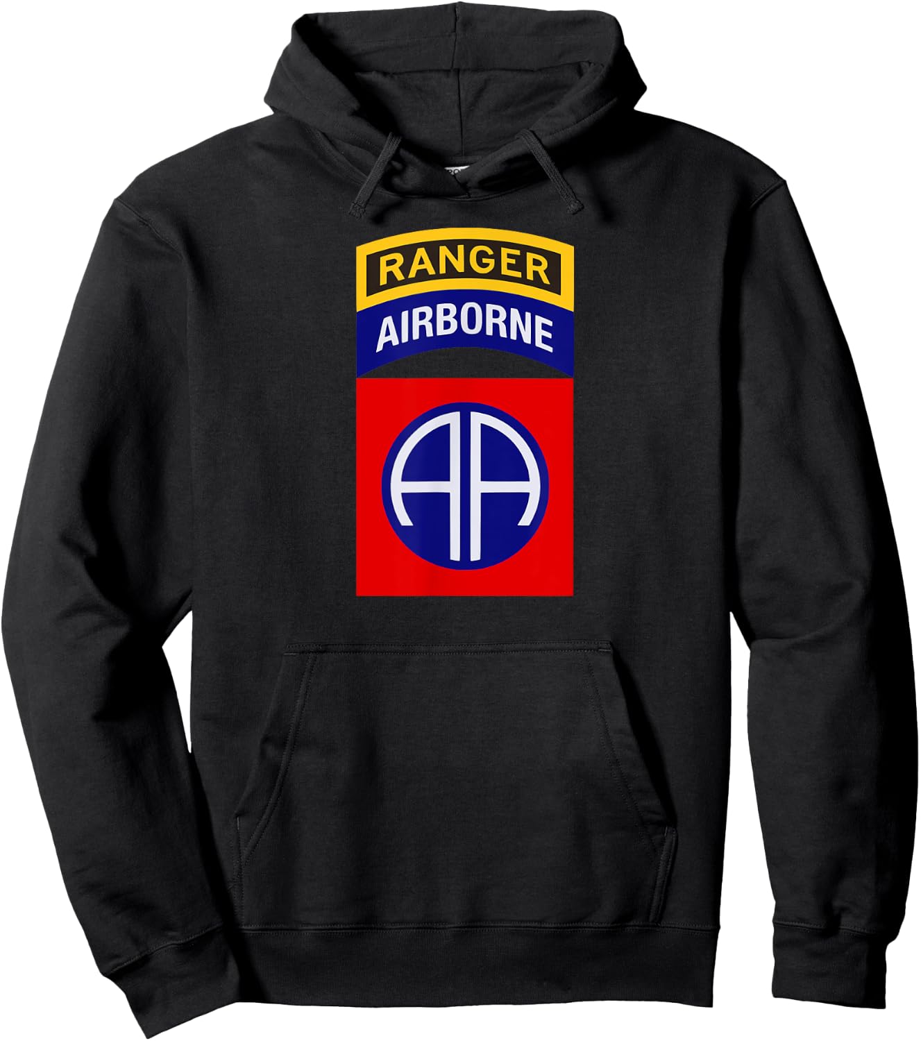 82nd Airborne Shirt - 82nd Airborne Ranger Shirt - Center Hoodie - Hoodie | Black