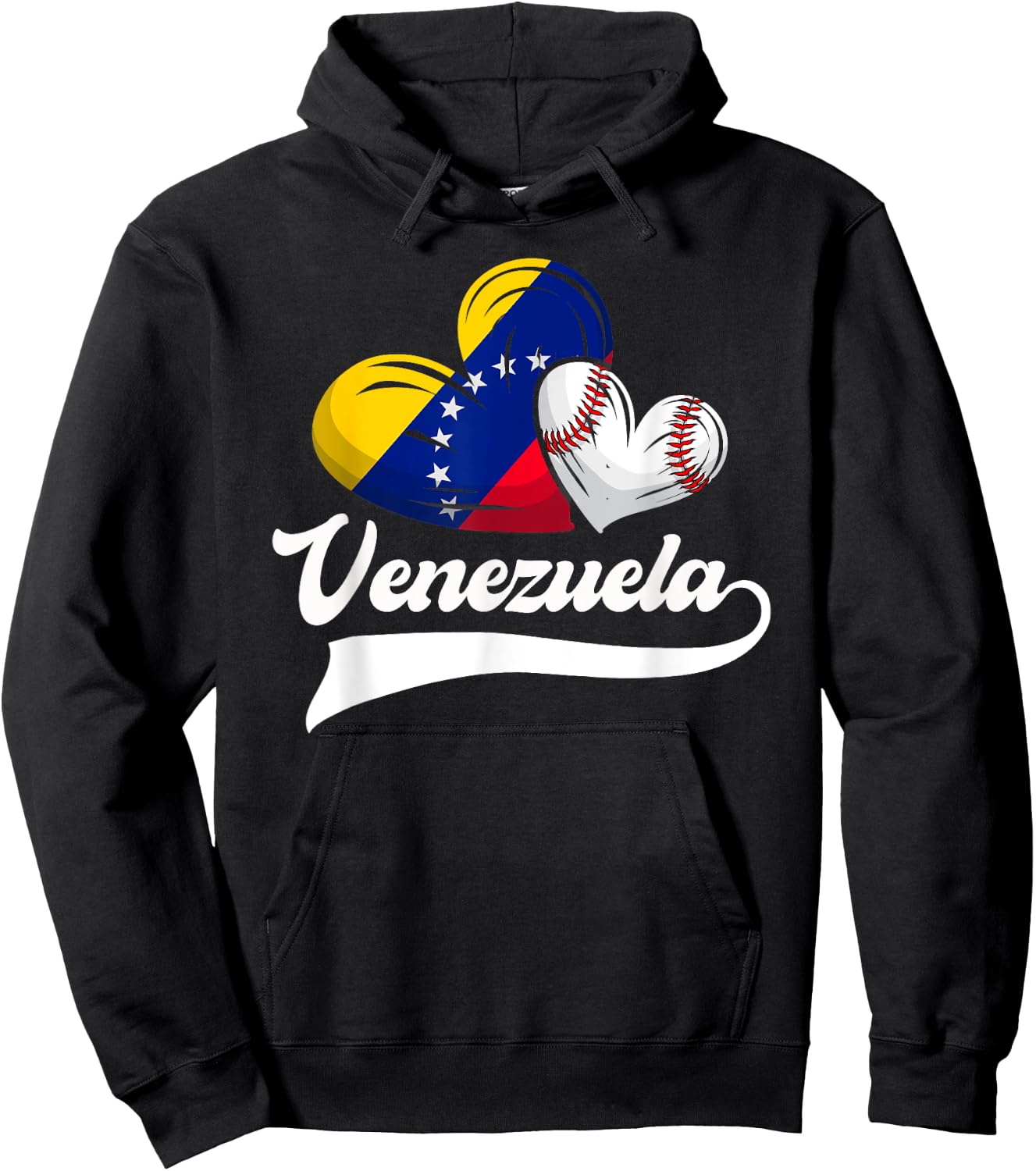 Venezuelan Baseball Player Venezuela Flag Heart Baseball Hoodie - Hoodie | Black