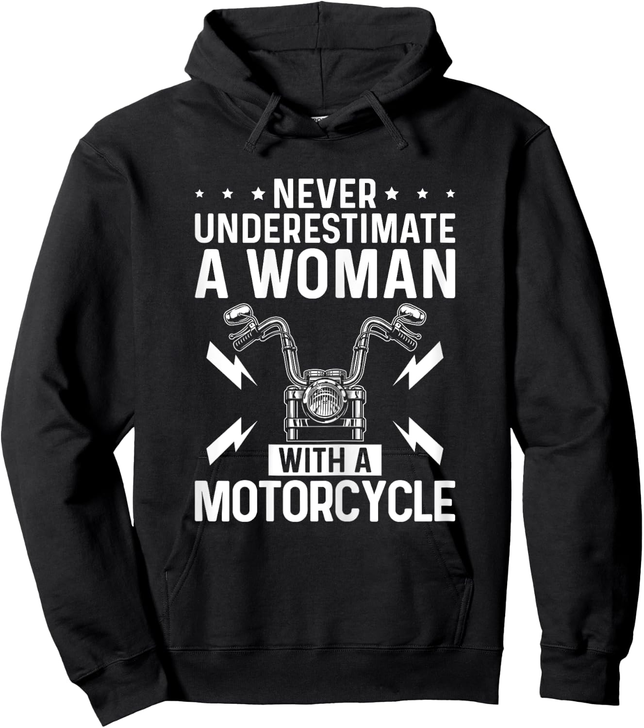 Never Underestimate a Woman with A Motorcycle Riding Lady Hoodie - Hoodie | Black