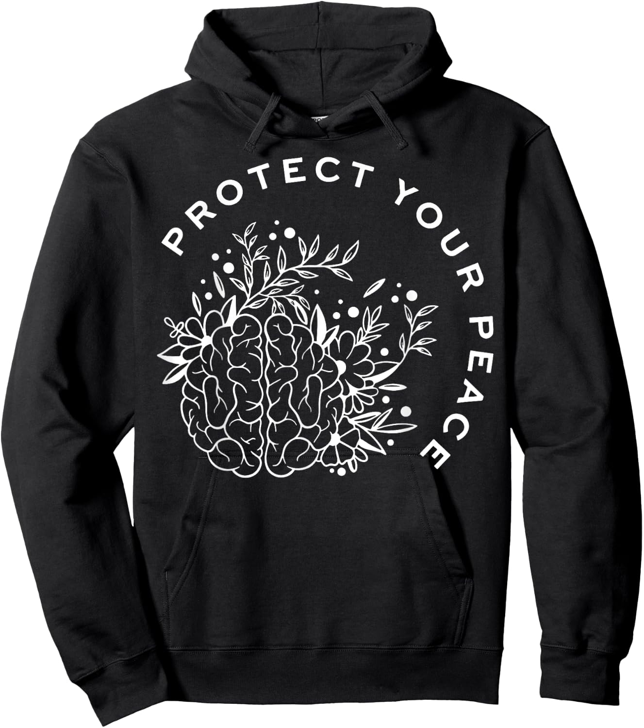Protect Your Peace Mental Health Awareness Brain Floral Hoodie - Hoodie | Black