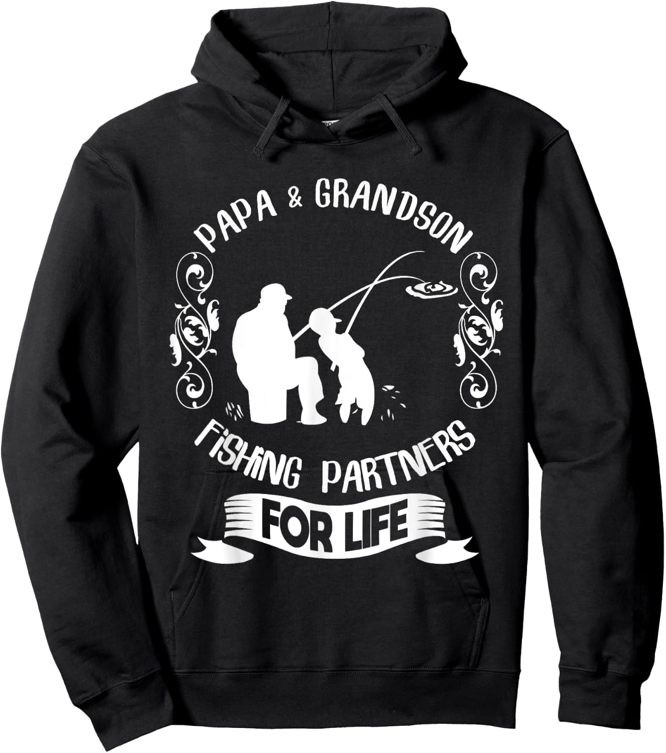 Matching Papa and Grandson Fishing Shirt Funny Fishing Trip Hoodie - Hoodie | Black
