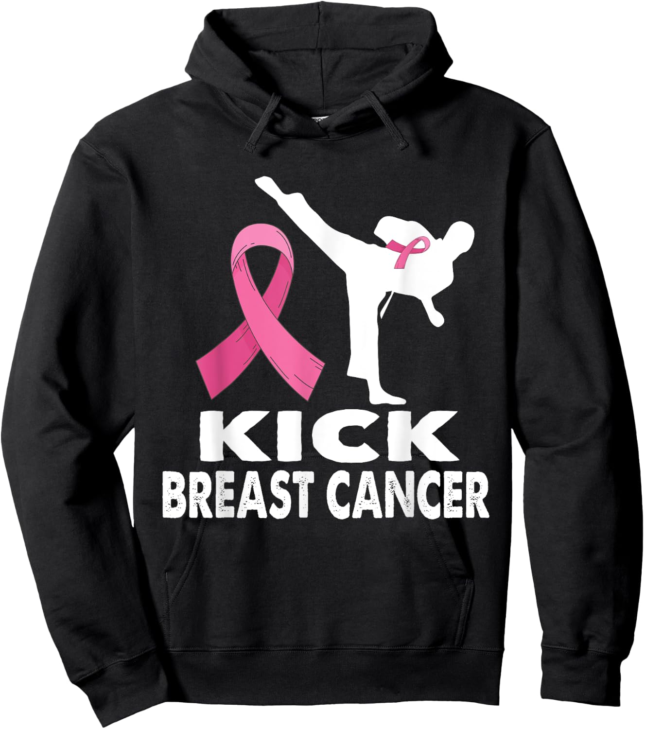 Karate Kick Breast Cancer Awareness Pink Hoodie - Hoodie | Black