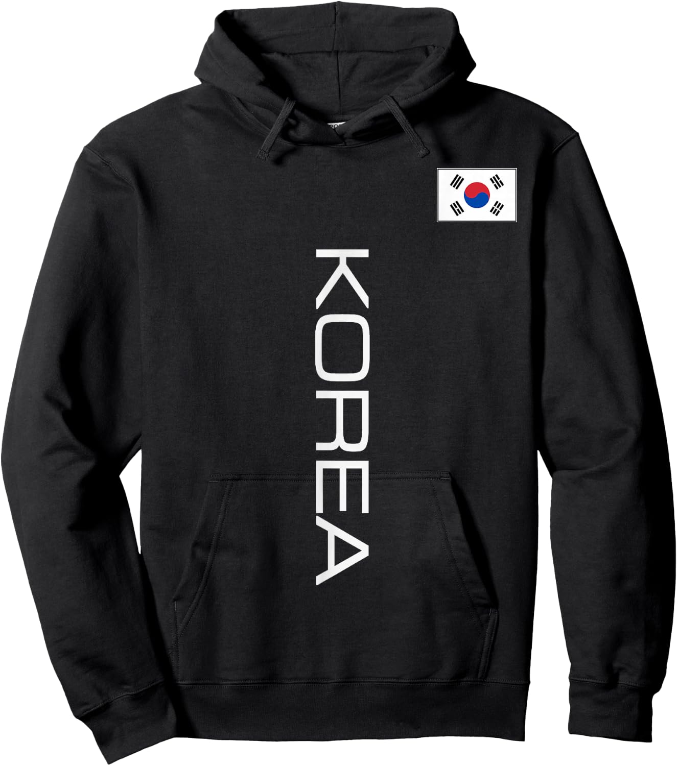 South Korea Flag Sporty Athletic Vertical Style Hoodie - Hoodie | Black