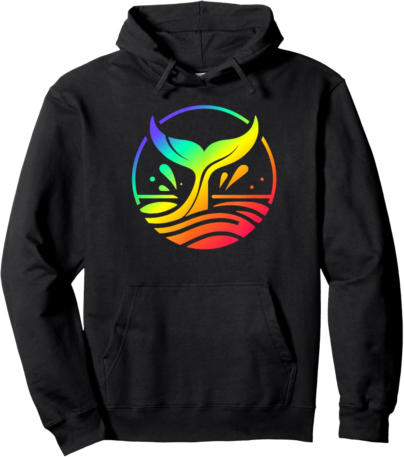 Rainbow Colors Whale Tail Fluke In The Ocean Hoodie - Hoodie | Black