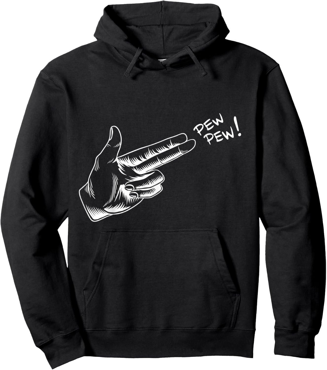 Hand Pew Pistol Line Art Scatch Halloween Costume Hoodie - Hoodie | Black