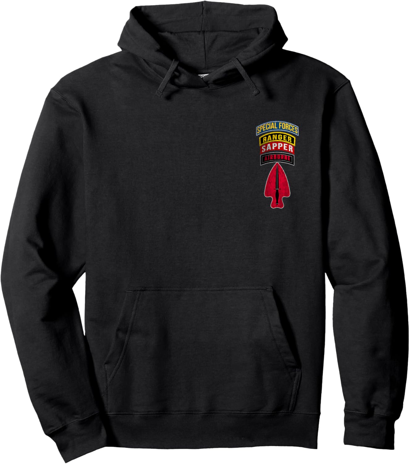 USASOC Special Forces Ranger Sapper Airborne Logo Veteran Hoodie - Hoodie | Black