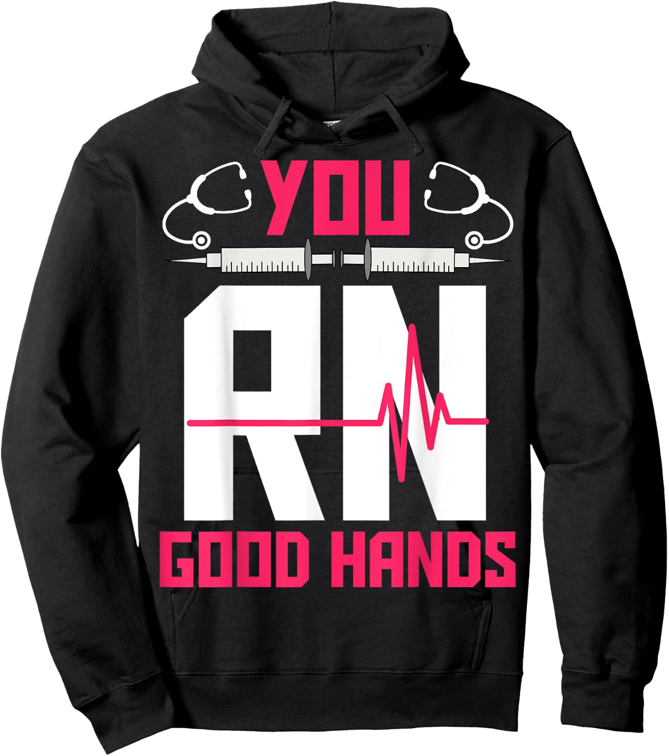 You RN Good Hands - EKG Heartbeat Registered Nurse Nursing Hoodie - Hoodie | Black