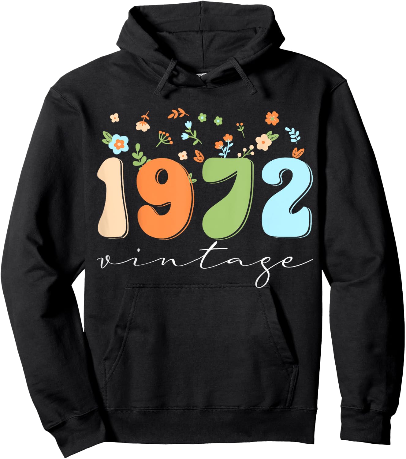 Vintage 1972 Shirt Funny Flower Graphic Retro Hoodie - Hoodie | Black
