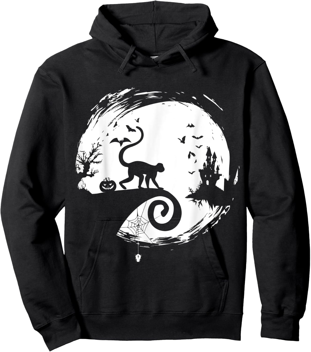 Spider Monkey Halloween Costume Moon Silhouette Creepy Hoodie - Hoodie | Black