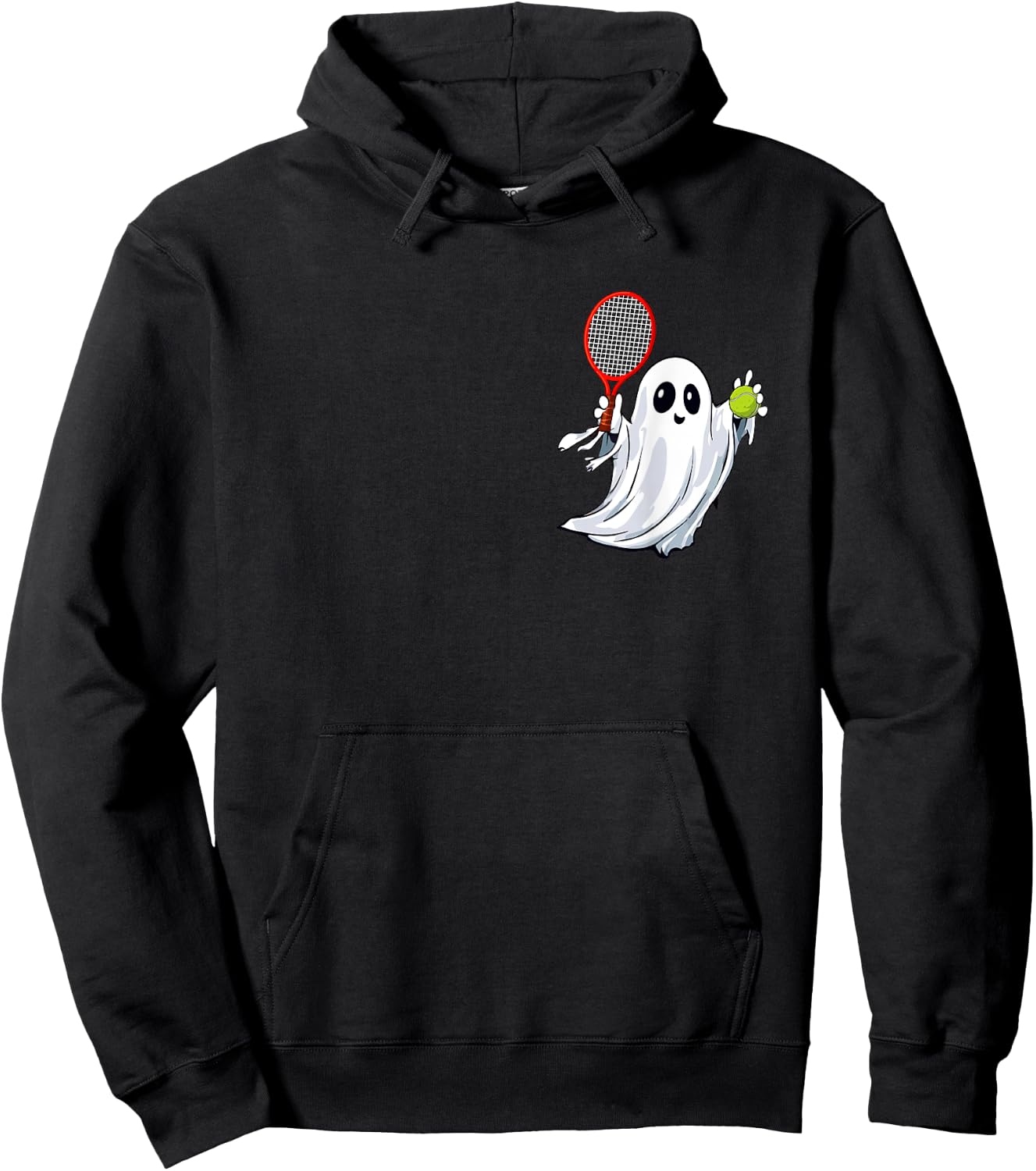 Boo Ghost Playing Tennis Halloween Costume Player Kids Hoodie - Hoodie | Black