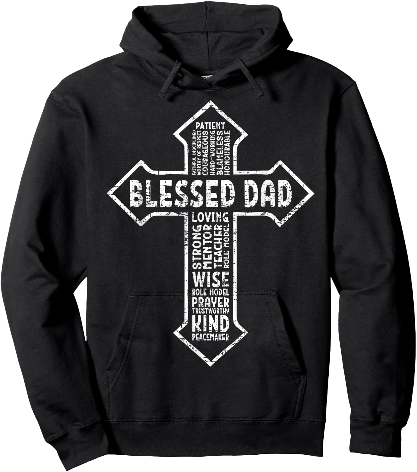 Cross God Jesus Faith Christian Cross Daddy Papa Blessed Dad Hoodie - Hoodie | Black