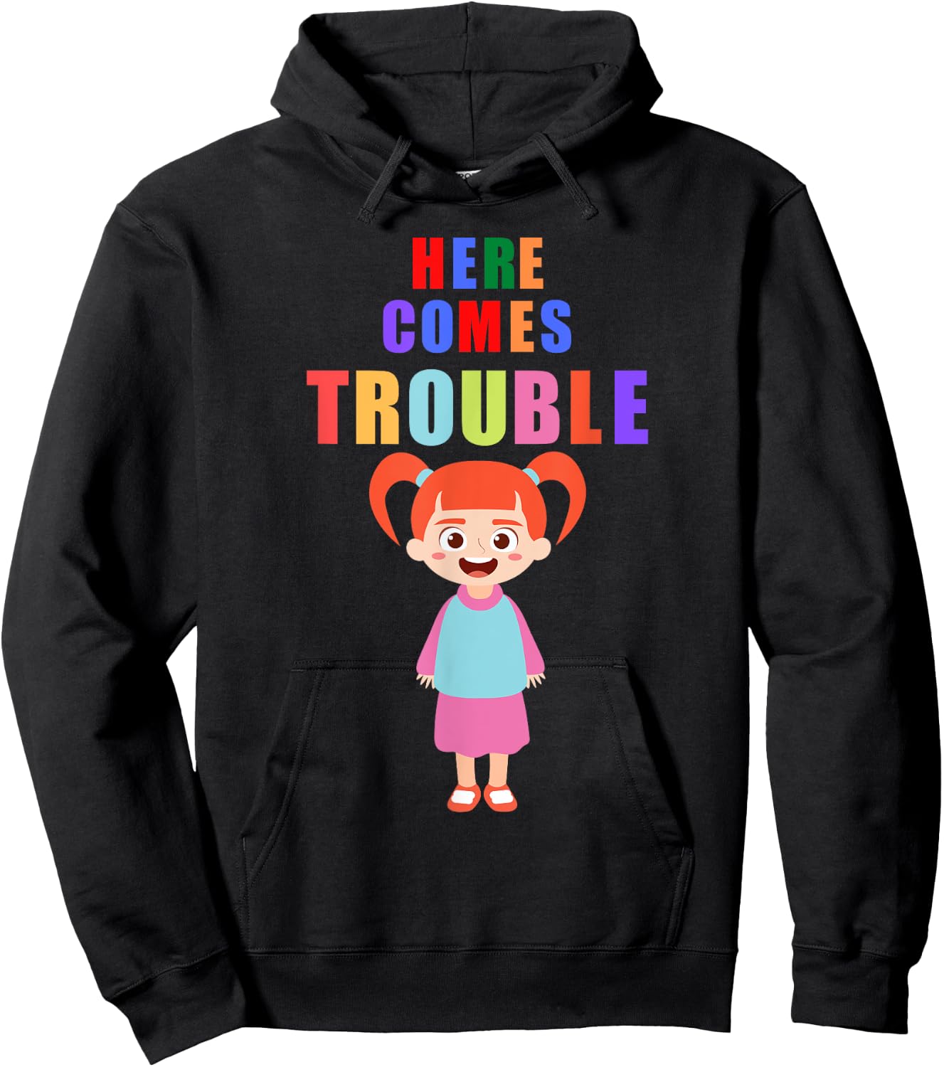 Here comes trouble funny redhair girl kids gift Hoodie - Hoodie | Black