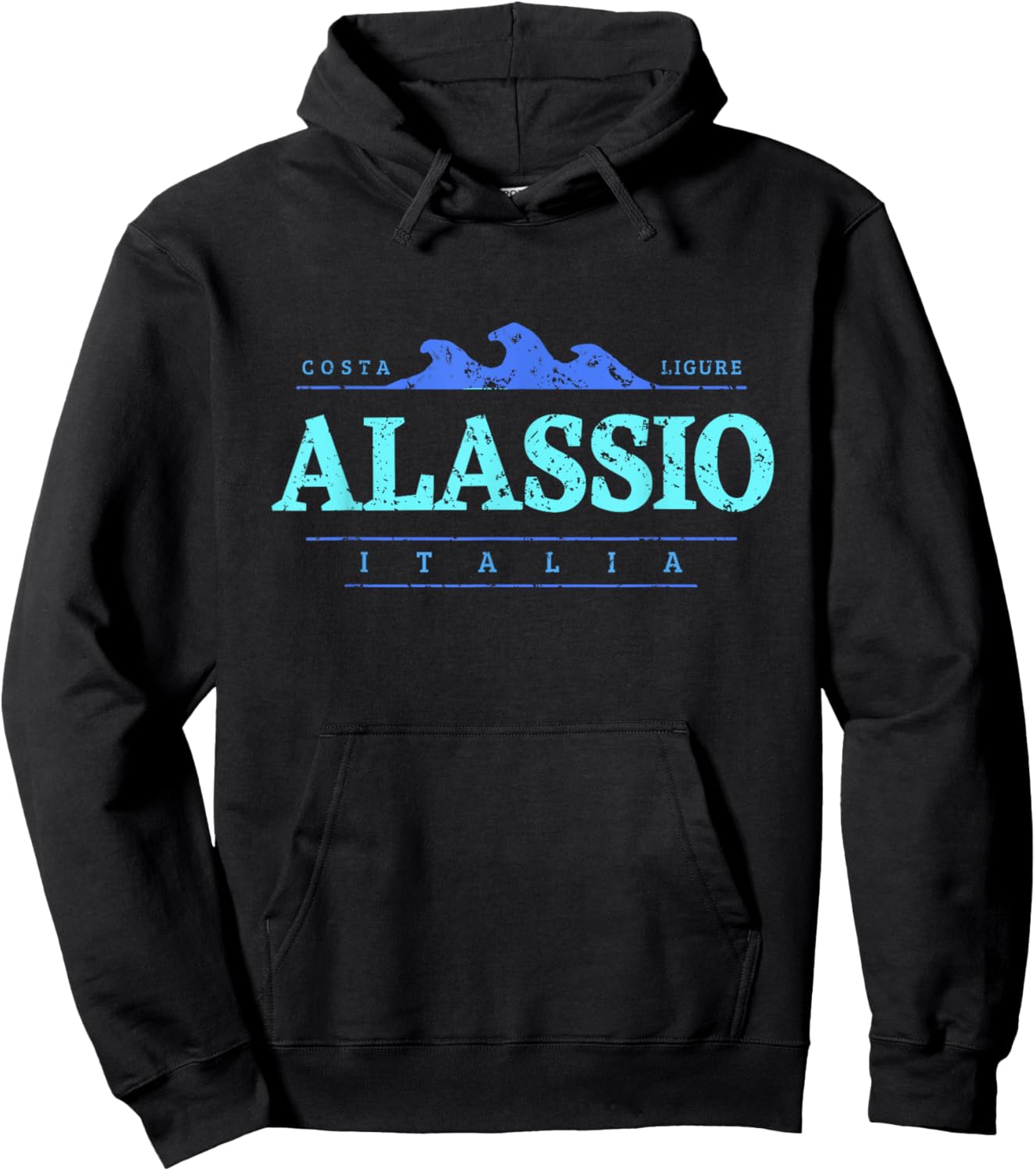 Alassio Italia | Alassio Liguria Italy Shoreline Hoodie - Hoodie | Black