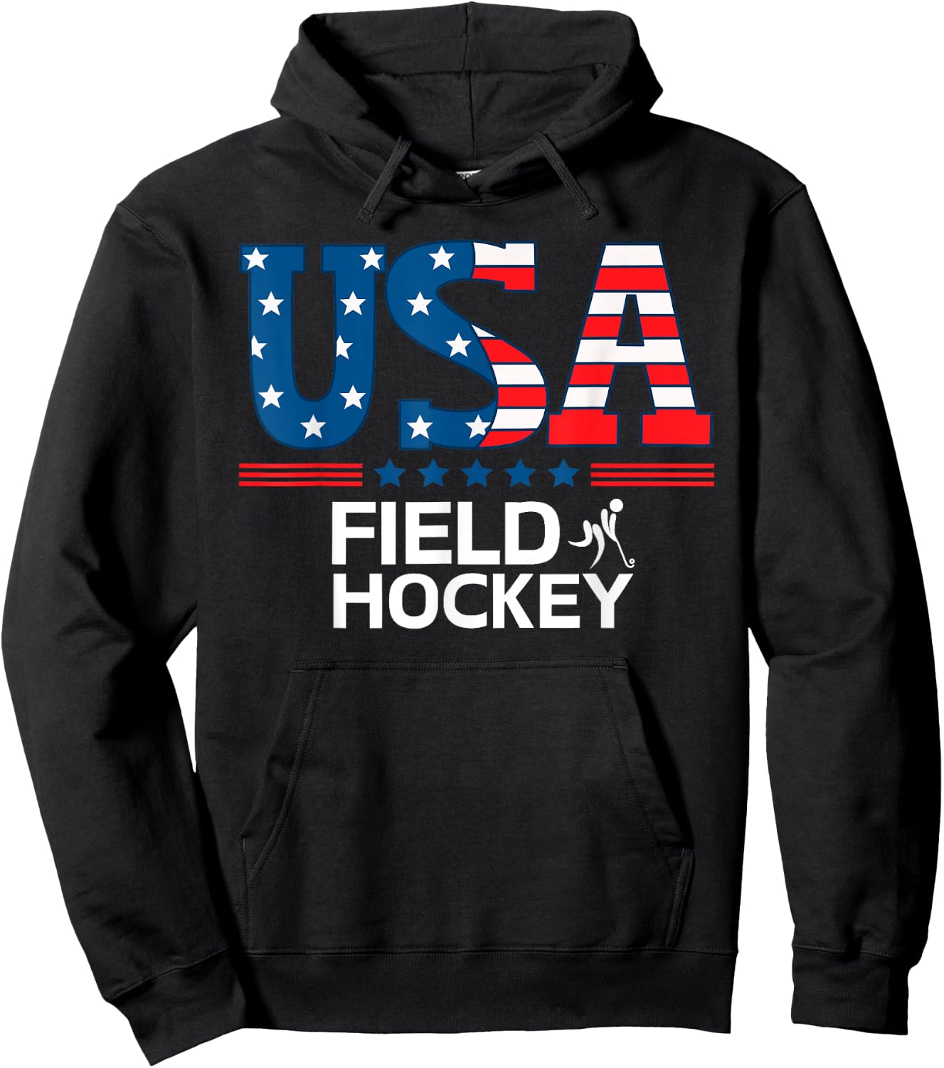 United States Flag Field Hockey USA Team Sport Field Hockey Hoodie - Hoodie | Black