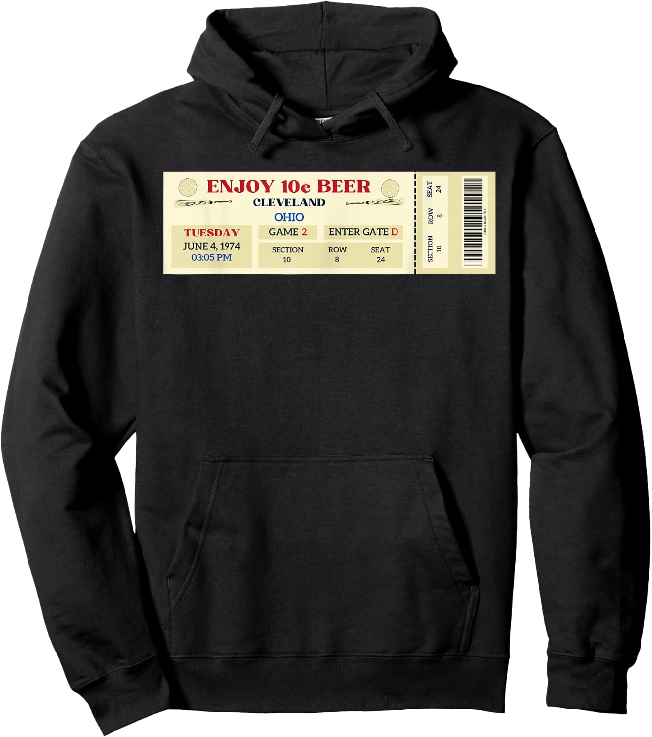 Cleveland 10 cent beer night Ticket Ohio Hoodie - Hoodie | Black