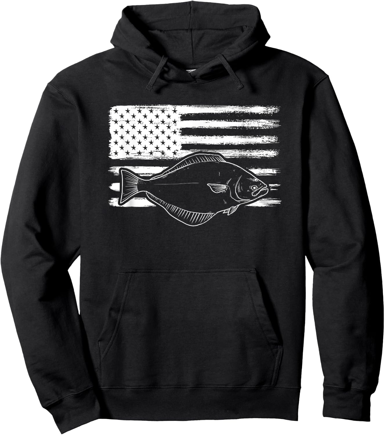 Halibut USA Plaice Flounder Flatfish united states grunge Hoodie - Hoodie | Black