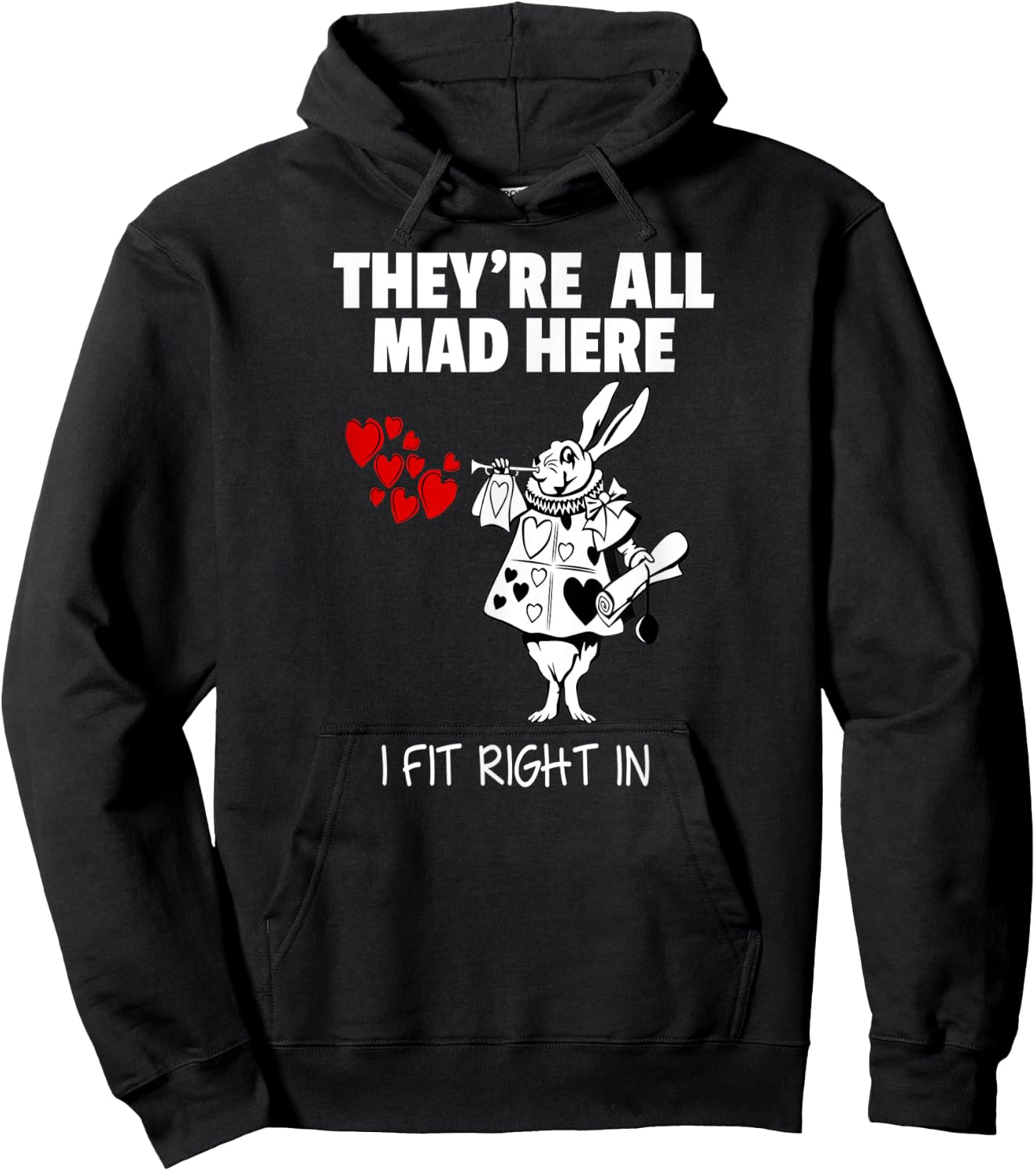Alice in Wonderland White Rabbit Shirt Hoodie - Hoodie | Black
