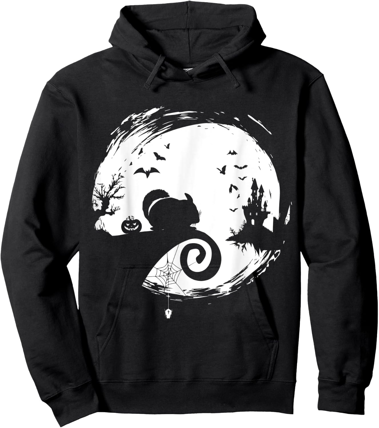 Chinchilla Halloween Costume Moon Silhouette Creepy Hoodie - Hoodie | Black