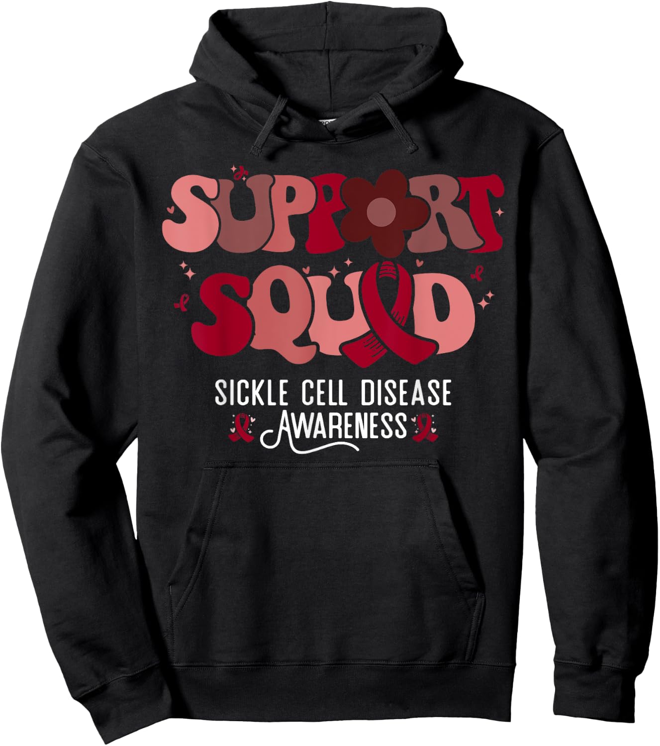 Sickle Cell Warrior Groovy Support Squad Sickle Cell Anemia Hoodie - Hoodie | Black
