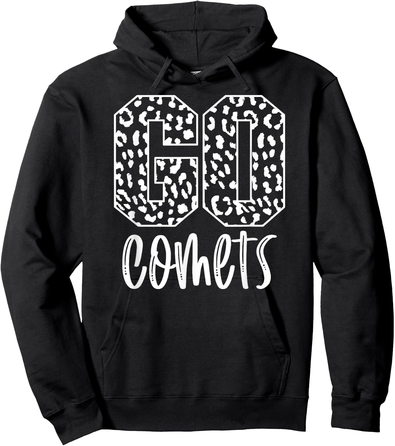 Comets Team Mascot School Spirit Game Night Leopard Print Hoodie - Hoodie | Black