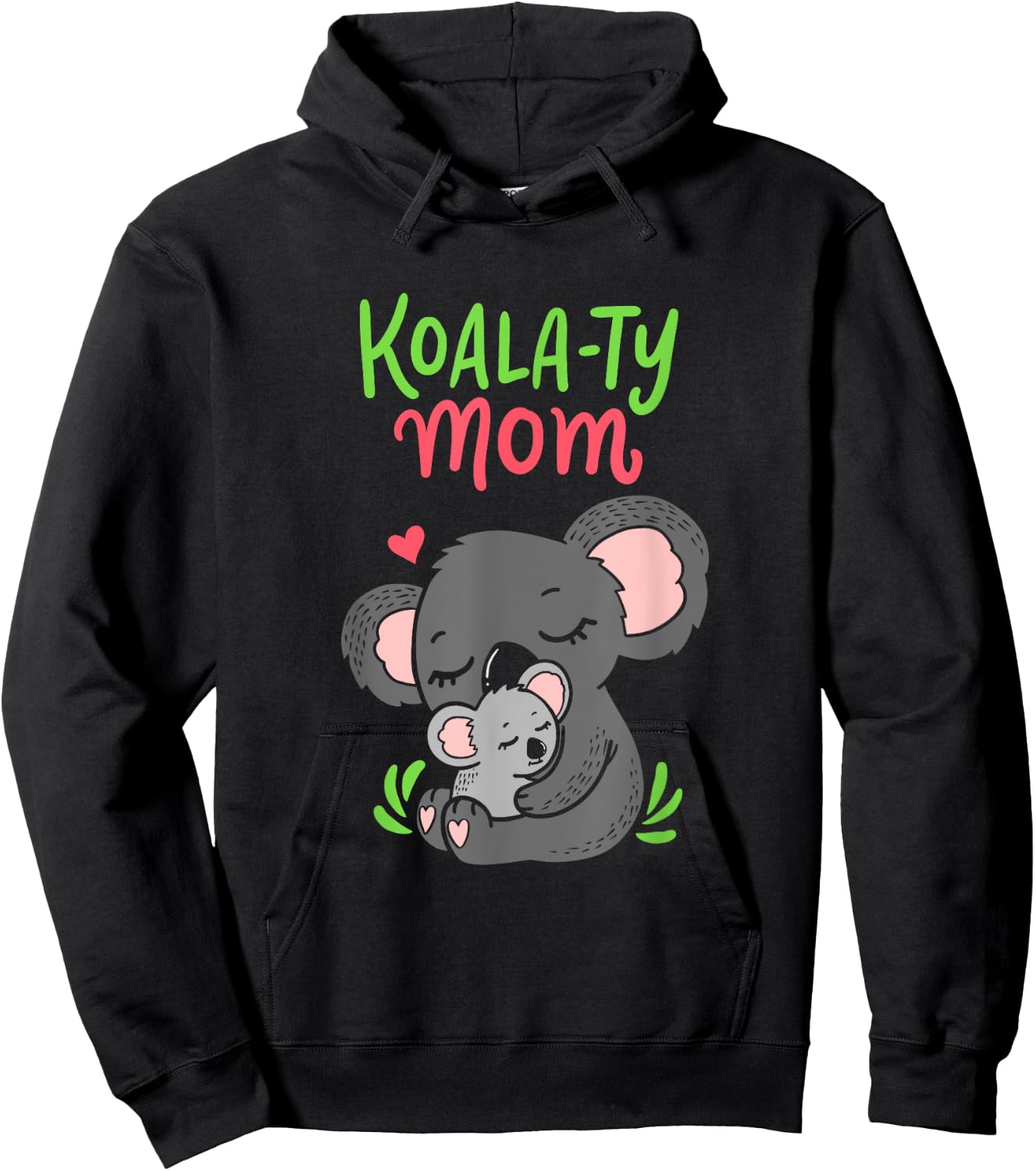 Koala-ty Mom Koala Bear Mama Mother's Day Animal Pun Gift Hoodie - Hoodie | Black