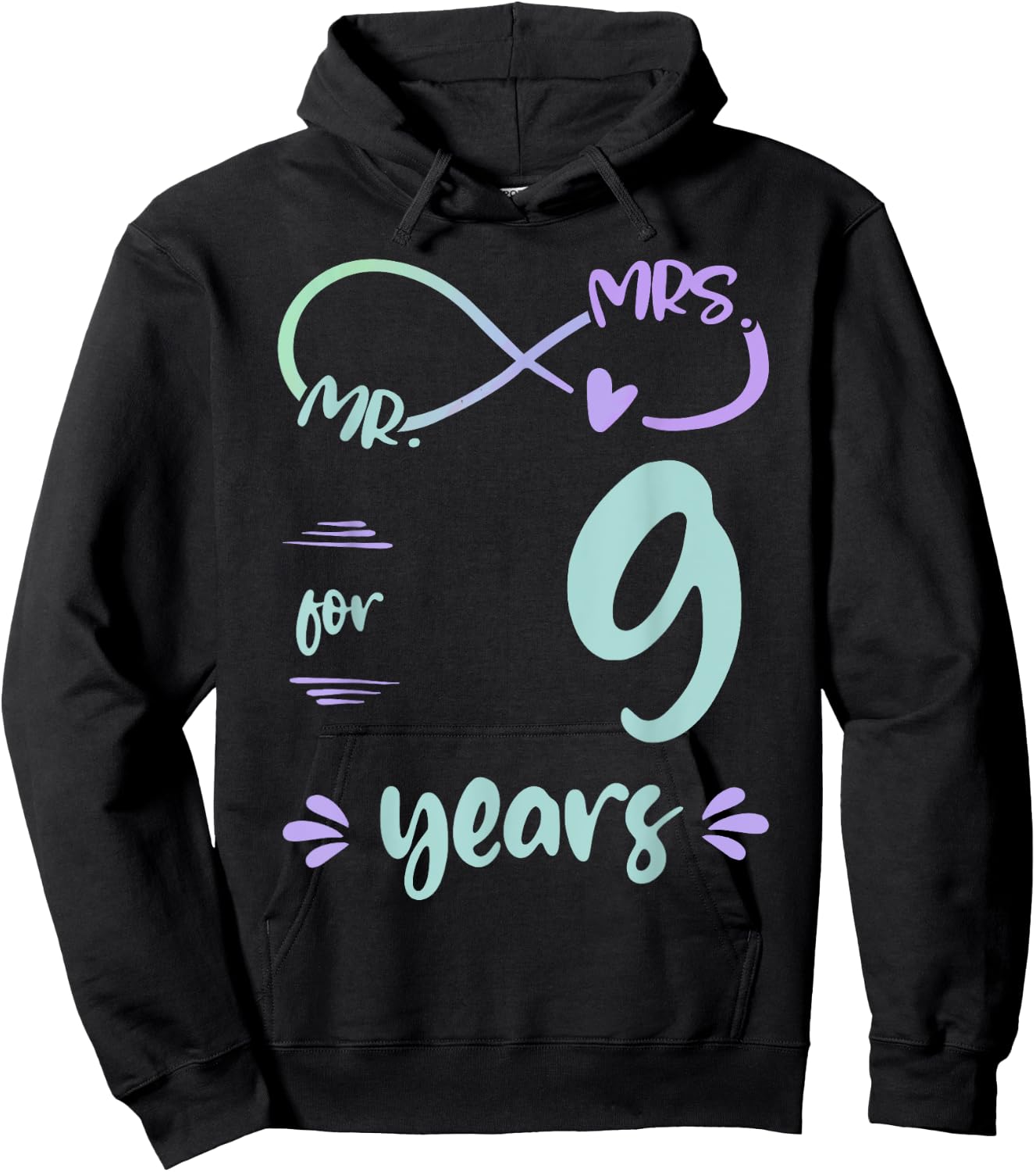 Mr. and Mrs. For 9 Years 9th Anniversary Wife and Husband Hoodie - Hoodie | Black