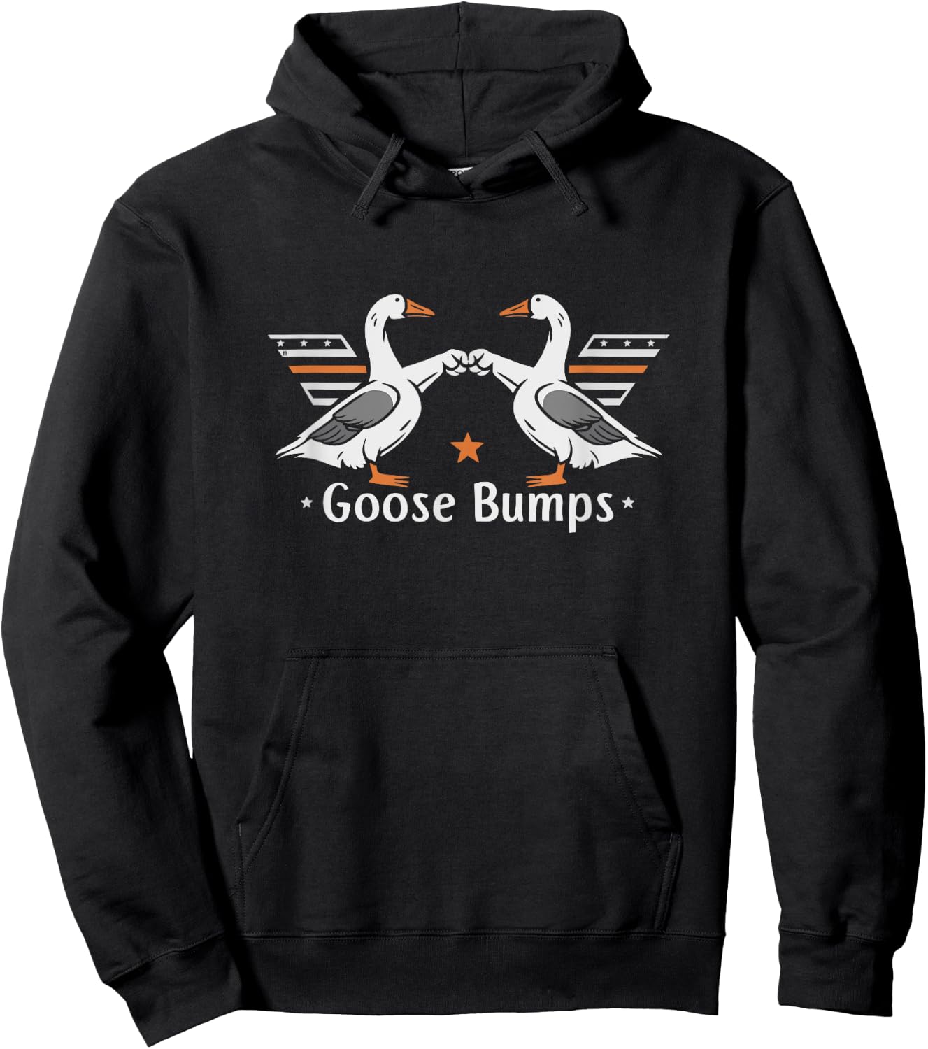 Goose Bumps Pun Fist Bump Funny Vintage Cartoon Geese Hoodie - Hoodie | Black