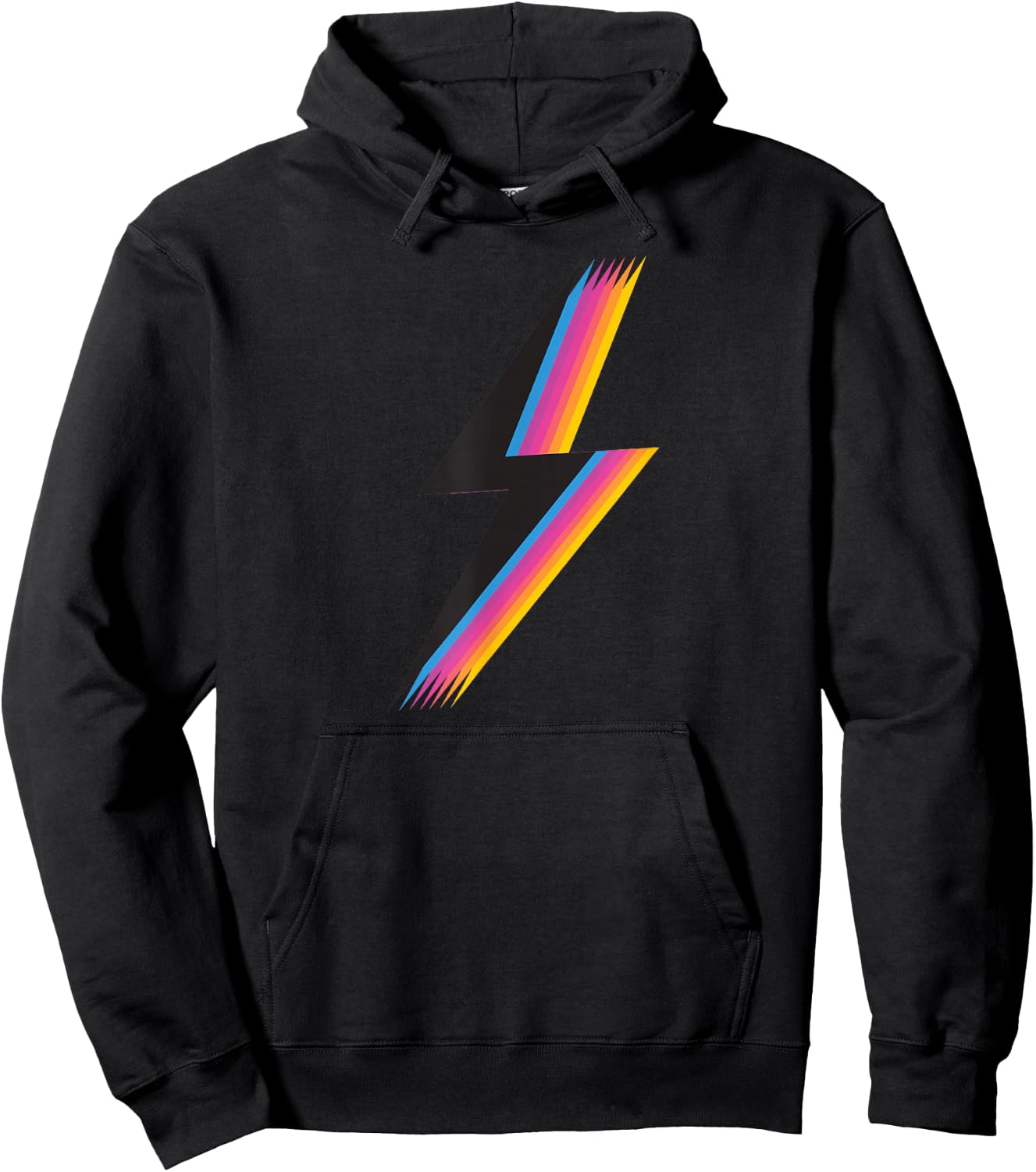 Lightning Bolt with Cool Colorful Retro Graphic Hoodie - Hoodie | Black