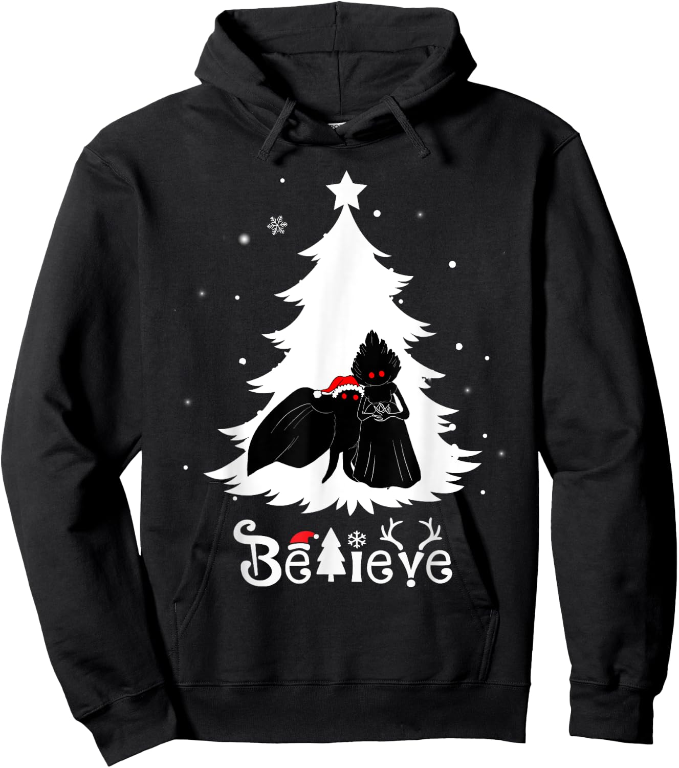 Mothman Flatwoods Monster Christmas Believe Funny Cryptid Hoodie - Hoodie | Black