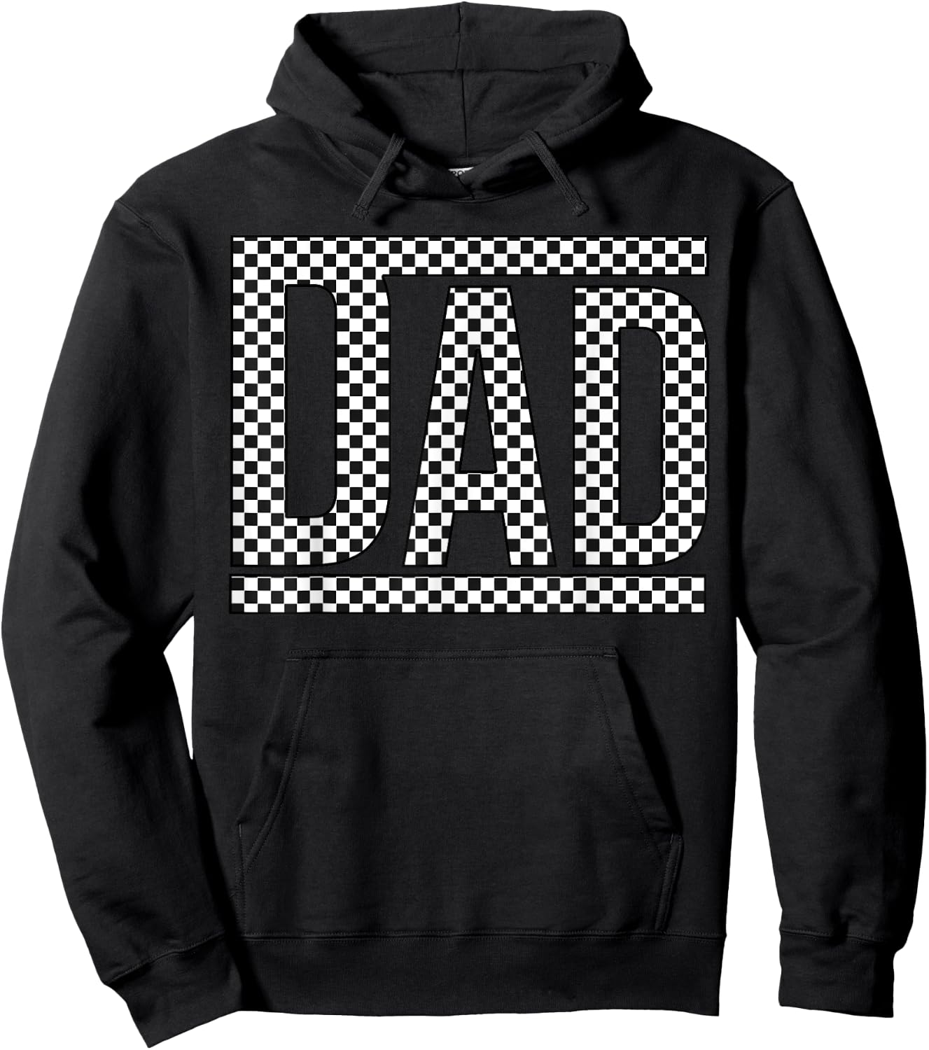 Checkered Dad Black White Funny Dad Father's Day Funny Hoodie - Hoodie | Black