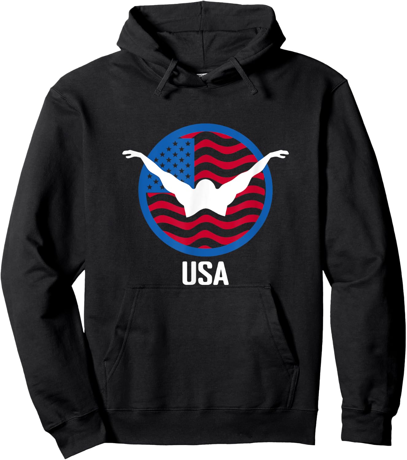 USA Swim Shirt, USA Summer Swimming 2024 Games Men Women Kids Hoodie - Hoodie | Black