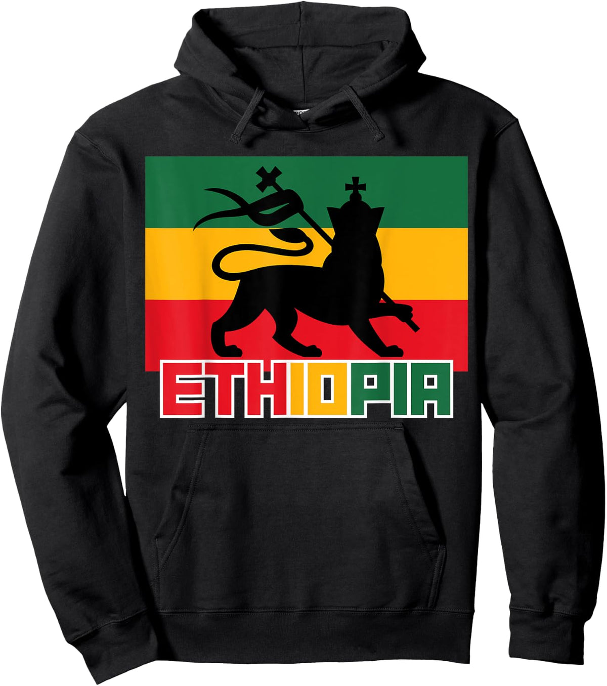 Ethiopia Ethiopian Apparel Lion Of Judah Art Design Hoodie - Hoodie | Black