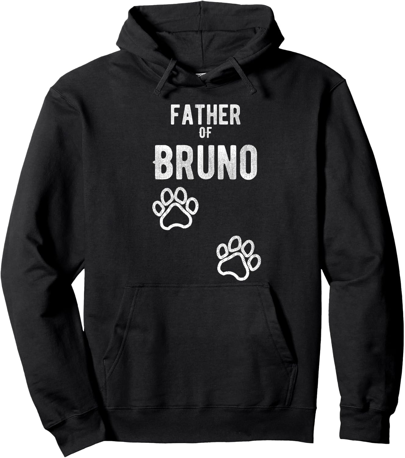 Father of Bruno - Dog Puppy Personalized Name Graphic Hoodie - Hoodie | Black