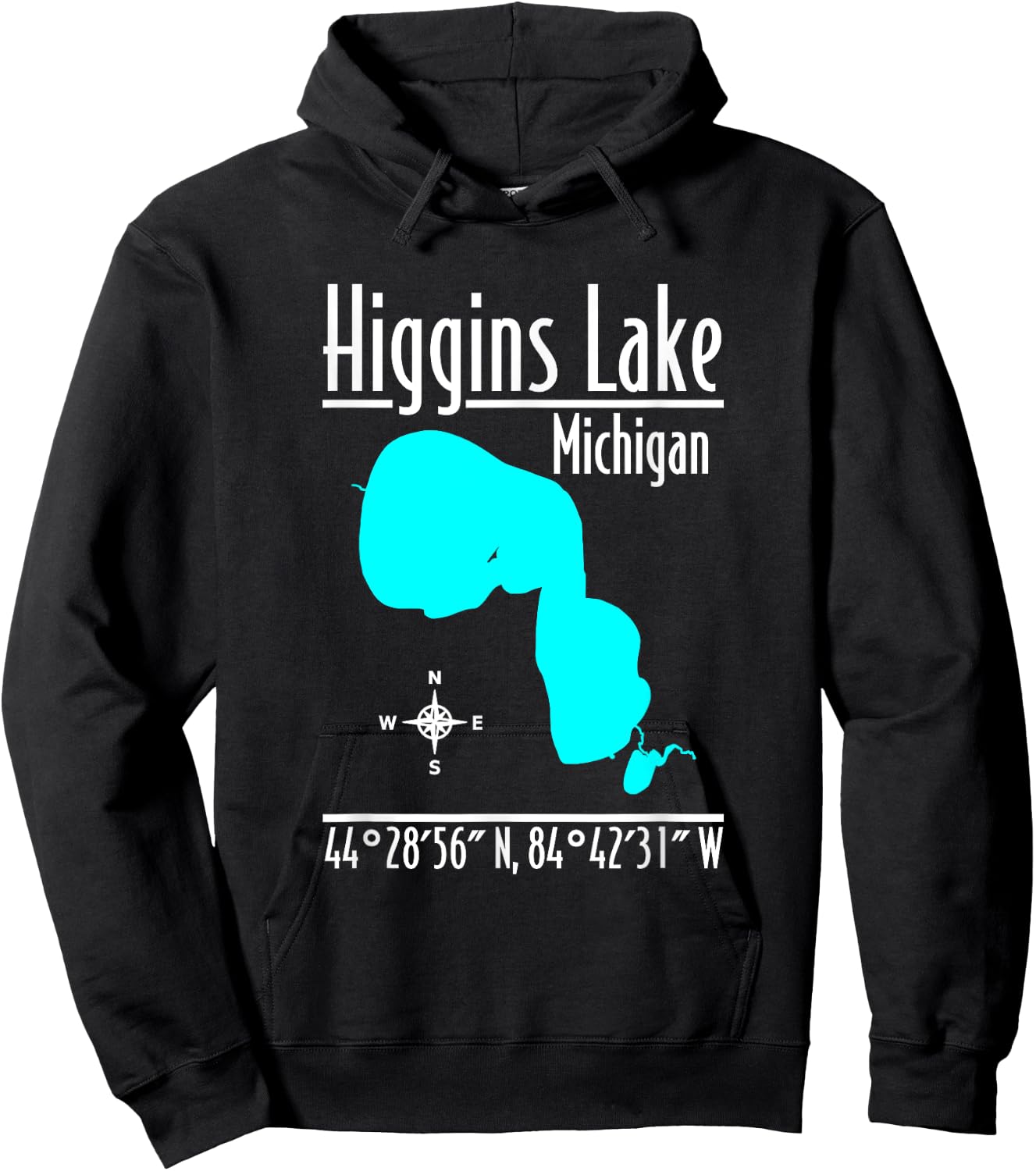Modern Higgins Lake - Michigan Hoodie - Hoodie | Black