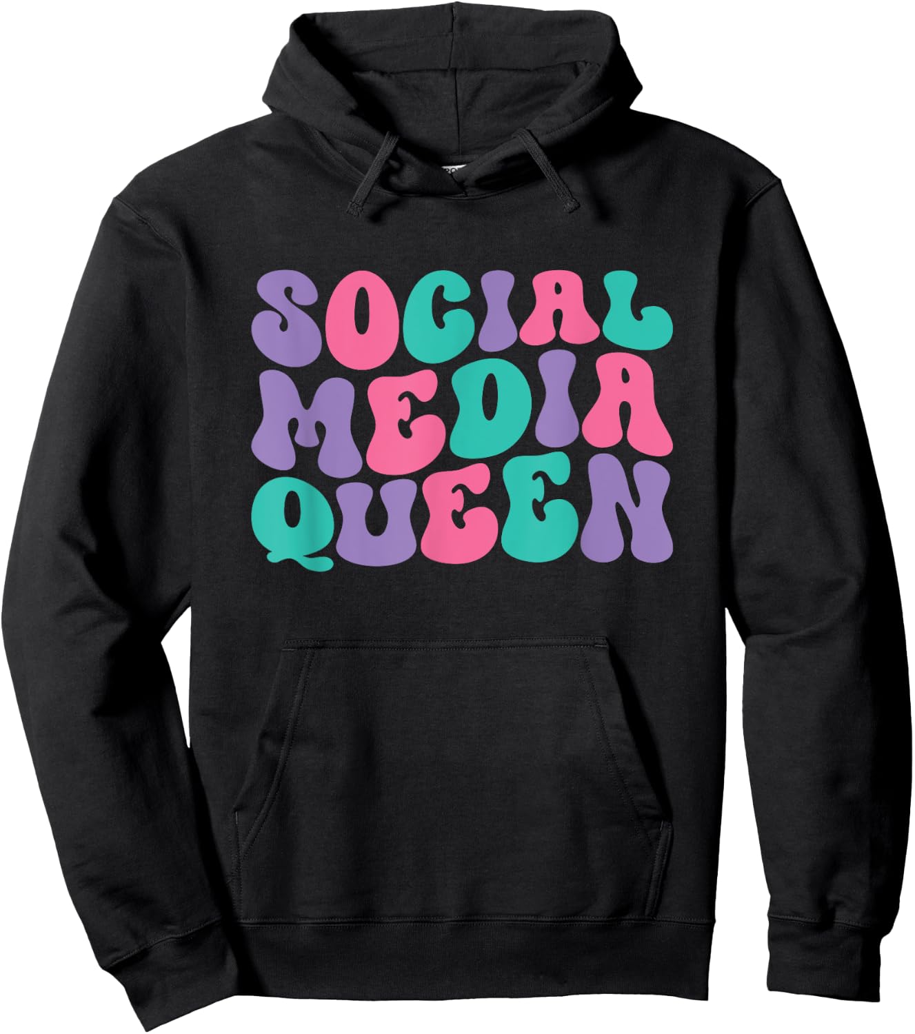 Social Media Queen Retro Vintage Groovy Wavy Hoodie - Hoodie | Black