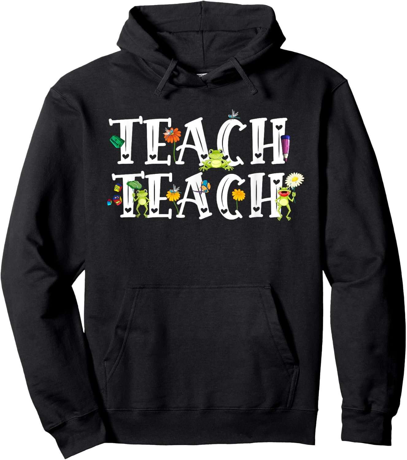 Teacher Cute Frogs Back To School Teach School Student Men Women Girls Kids Hoodie - Hoodie | Black