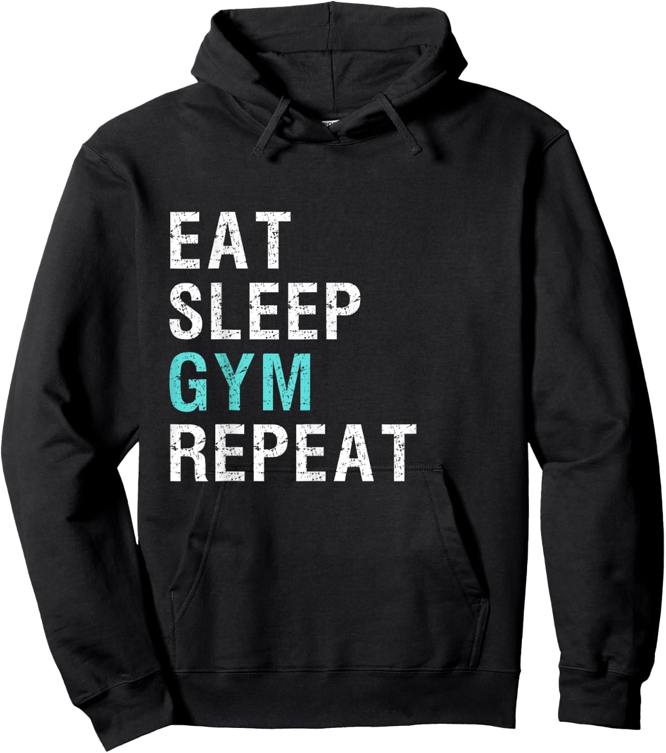 Eat Sleep Gym Repeat T Shirt Hoodie - Hoodie | Black