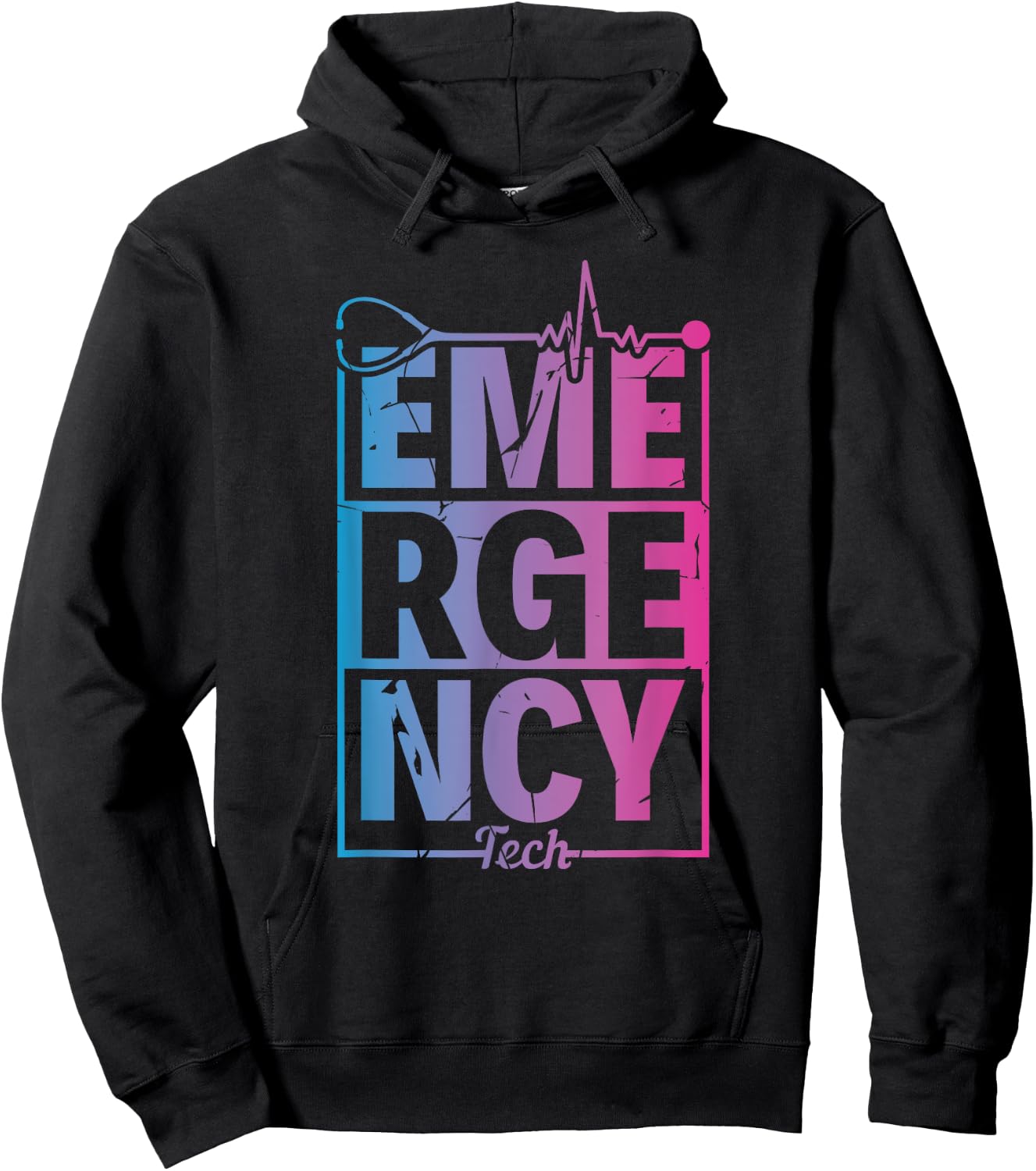 ER Tech Emergency Room Technologist Apparel Adult X-Small Black Short Sleeve Modern Hoodie - Hoodie | Black