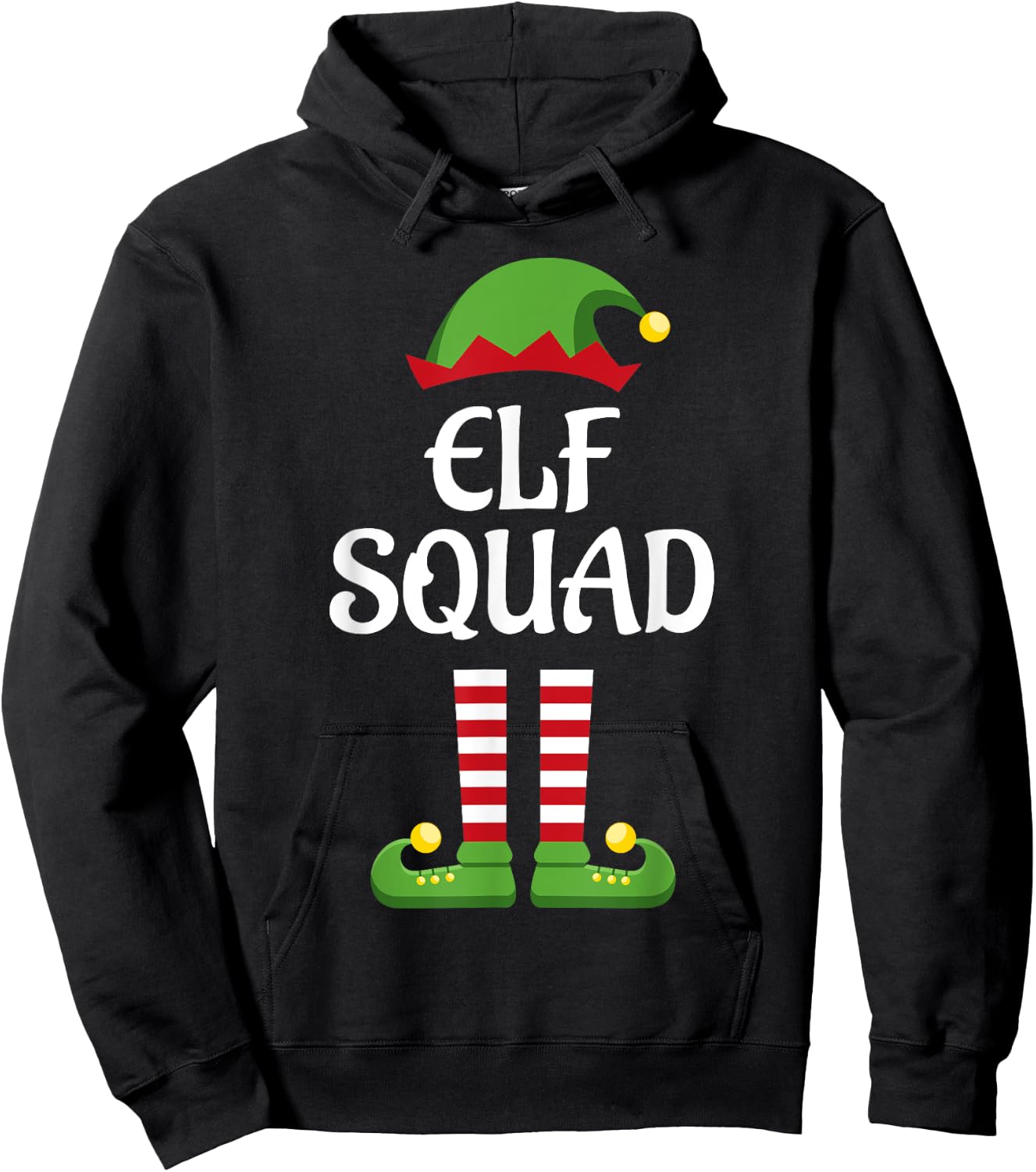 Elf Squad Family Matching Group Christmas Hoodie - Hoodie | Black