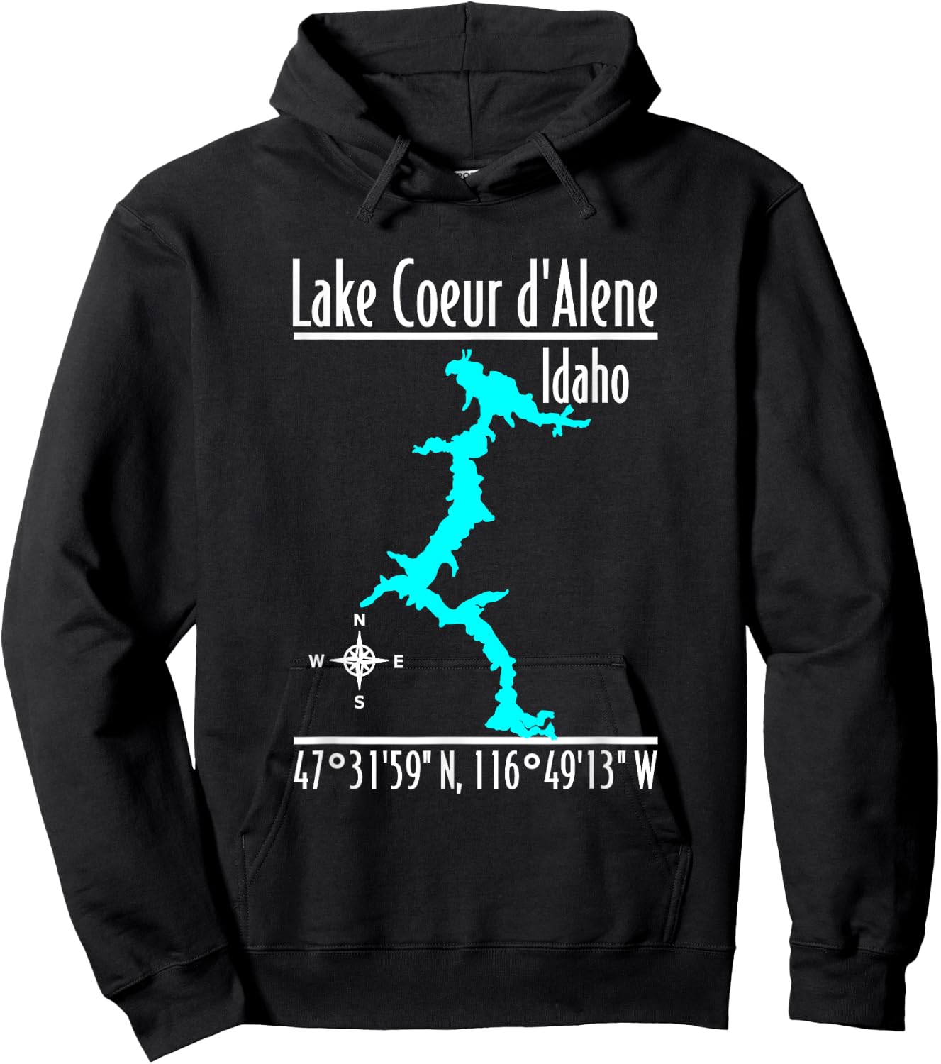 Modern Lake Coeur d'Alene - Idaho Hoodie - Hoodie | Black