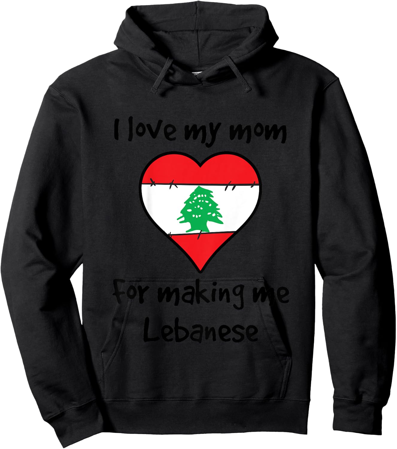 Kids I Love My Mom For Making Me Lebanese Funny Lebanon Heart Hoodie - Hoodie | Black